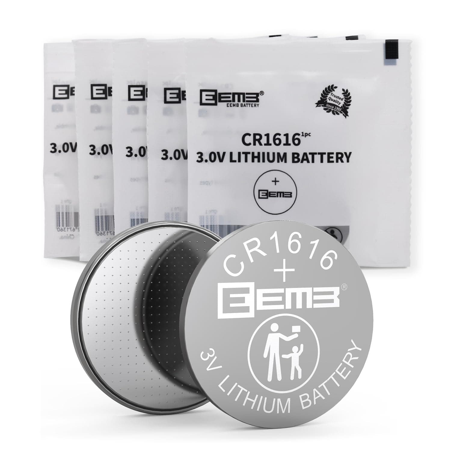EEMB 5 Pack CR 1616 Battery 3V Lithium Battery Button Coin Cell 1616 Battery DL 1616 ECR 1616 for Remote Control, Watch, Calculator, Electronic Notebook, Thermometer, Portable Game