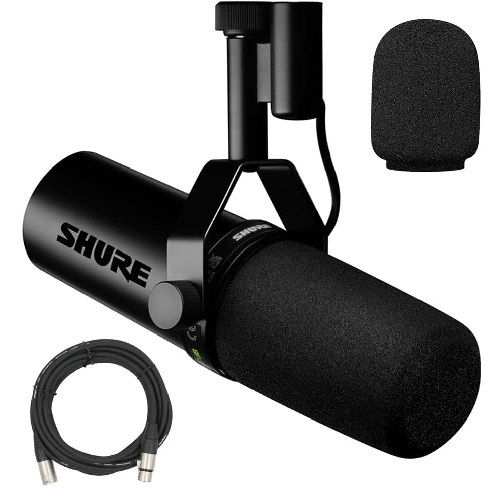 SM7dB Dynamic Vocal Microphone w/Built-in Preamp for Streaming, Podcast, & Recording with Detachable Windscreen and 20ft XLR Cable