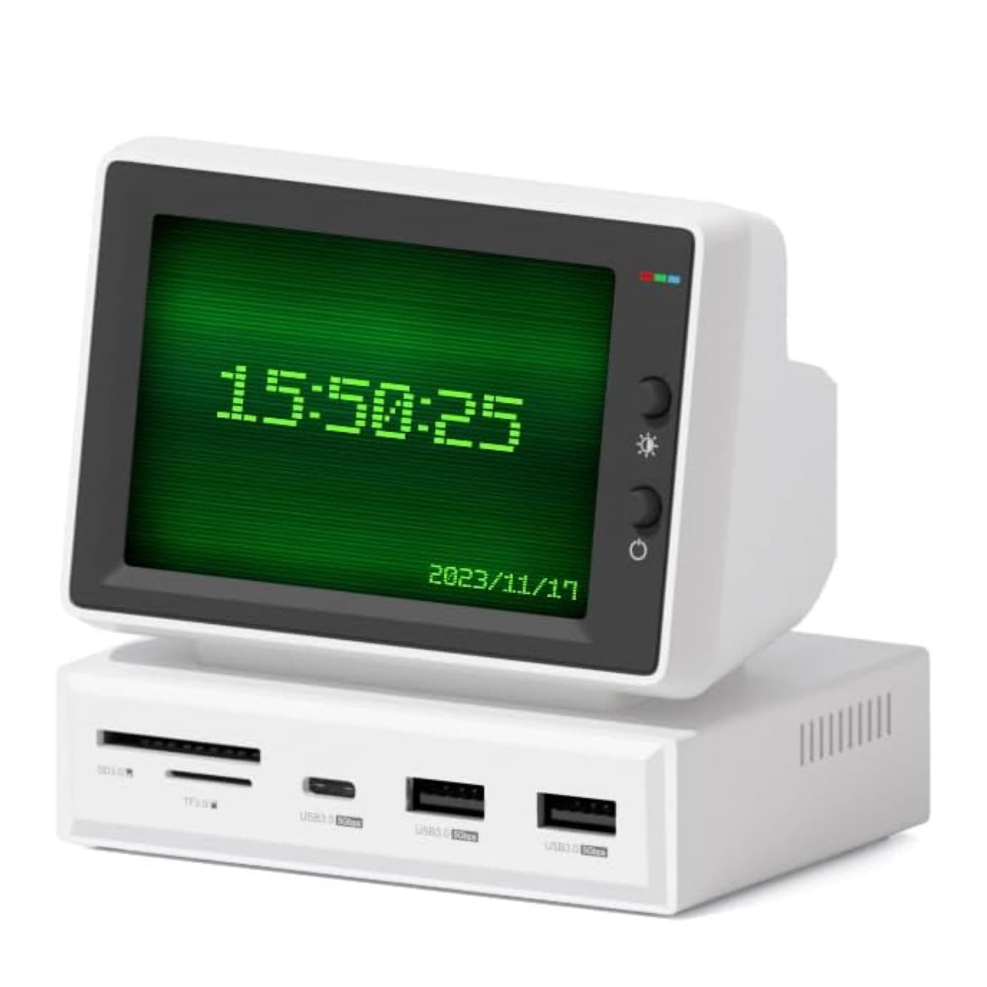 3.5inch IPS USB Mini Screen with USB C Hub, USB-C & HDMI Monitor for PC, AIDA64 Mini PC CPU RAM HDD Data Monitor, Temperature Display, Floating Lyrics & Electronic Album Sub Screen (960x640)