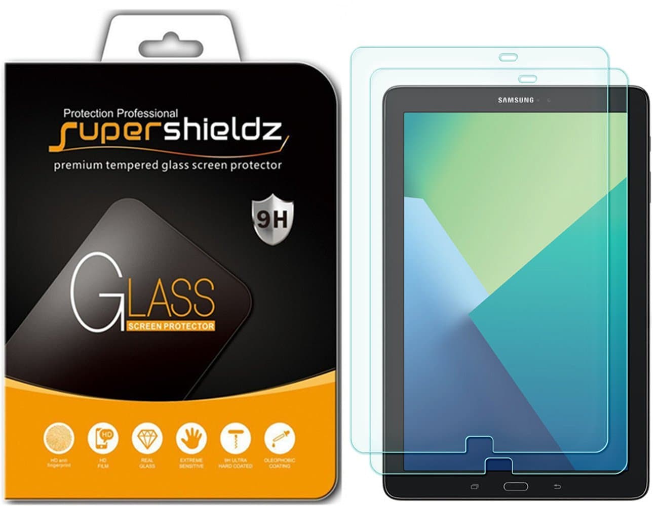 Supershieldz (2 Pack) Designed for Samsung Galaxy Tab A 10.1 (S Pen Version SM-P580, SM-P585) Screen Protector, (Tempered Glass) Anti Scratch, Bubble Free