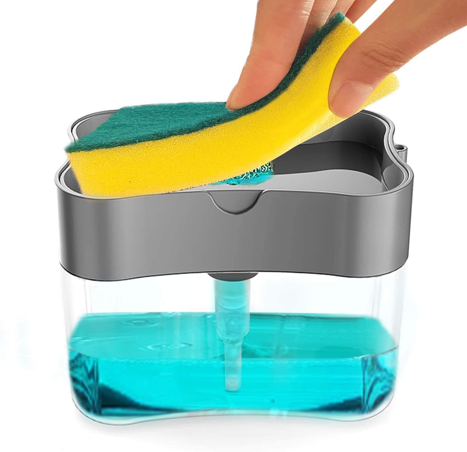 HeeMo 2 in 1 Soap Pump Plastic Dispenser for Dishwasher Liquid Holder (Random Colour 385 ml)