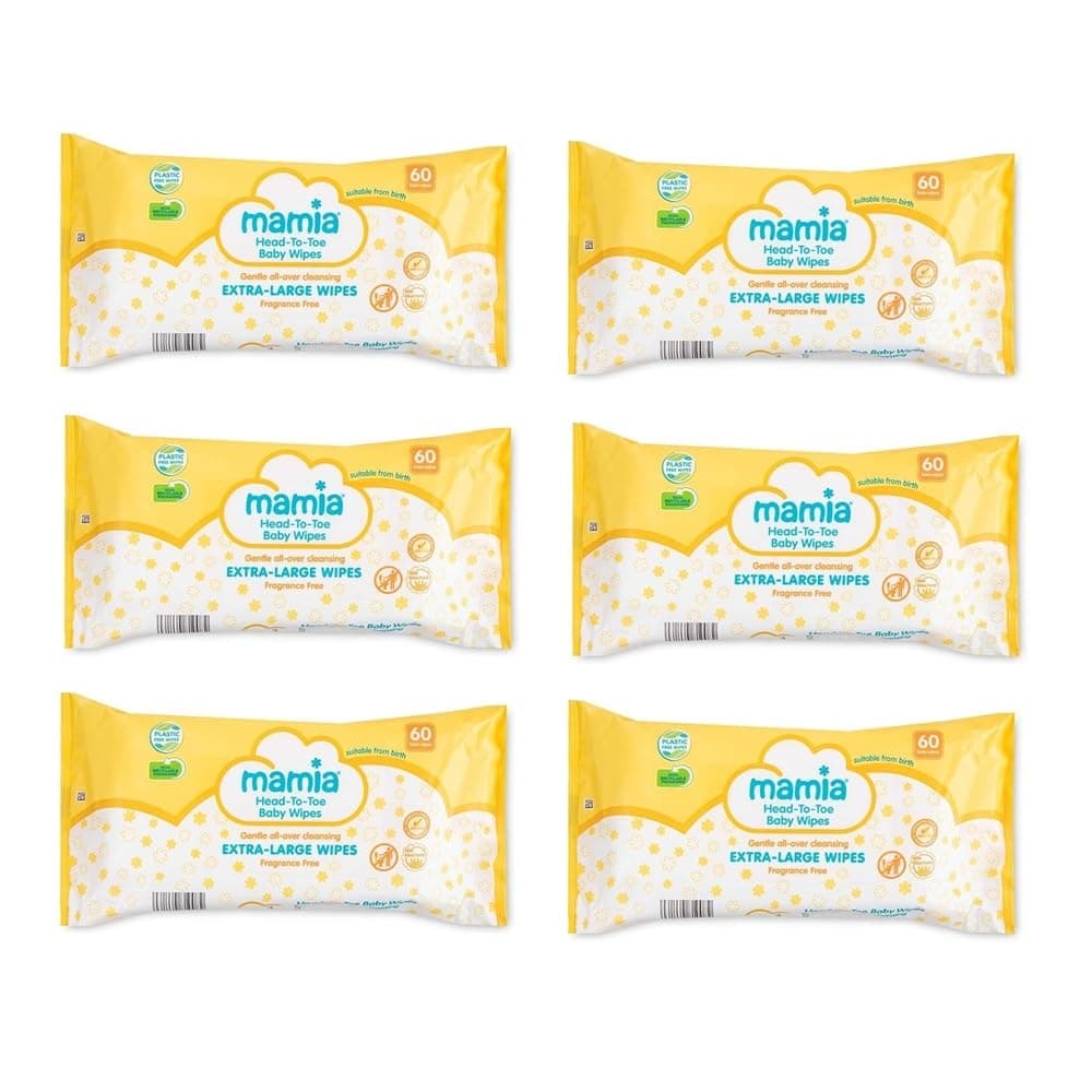 6x Mamia Extra Large Head to Toe Wipes 60 Pack