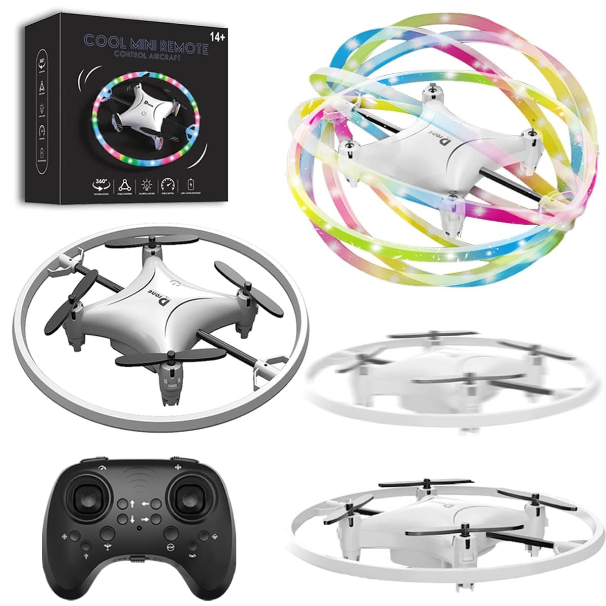 Small Remote Control Drone Quadcopter, 360 Degree Flip LED Light, 90 Degree Circle Flight, 8-12 Years Old Children's toy Mini Drone