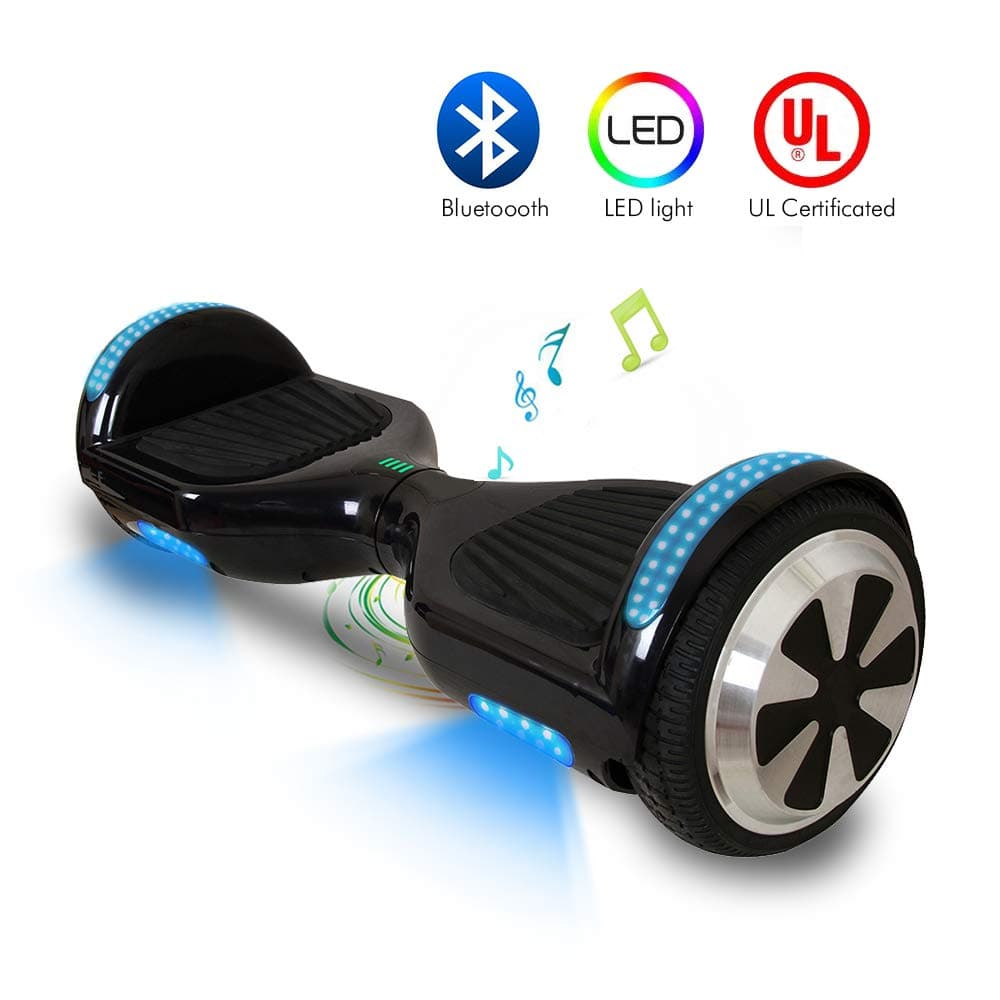 RAYHIGH Hoverboard Self Balancing Hoverboard UL 2272 Certified with Bluetooth Speaker RGB LED Light 250W Dual Motor All-Terrain 6.5'' Alloy Wheel Solid Rubber Tires Fast Charge Multi-Color Optional