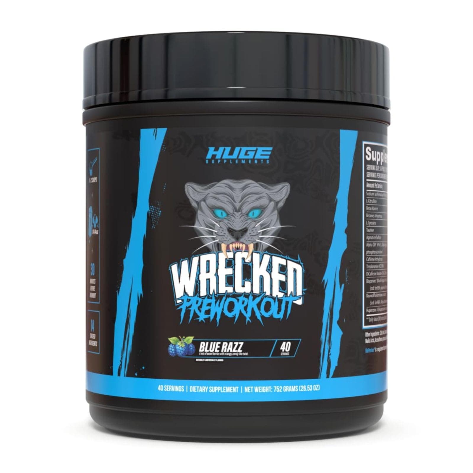 Wrecked Pre Workout Powder, Advanced Formula, Boosts Energy, Focus, Pumps & Performance, 10g L-Citrulline, 6.4g Beta Alanine, 5g Tyrosine, 1g Alpha GPC, 375mg Fast-Acting Caffeine & More (40 Servings)
