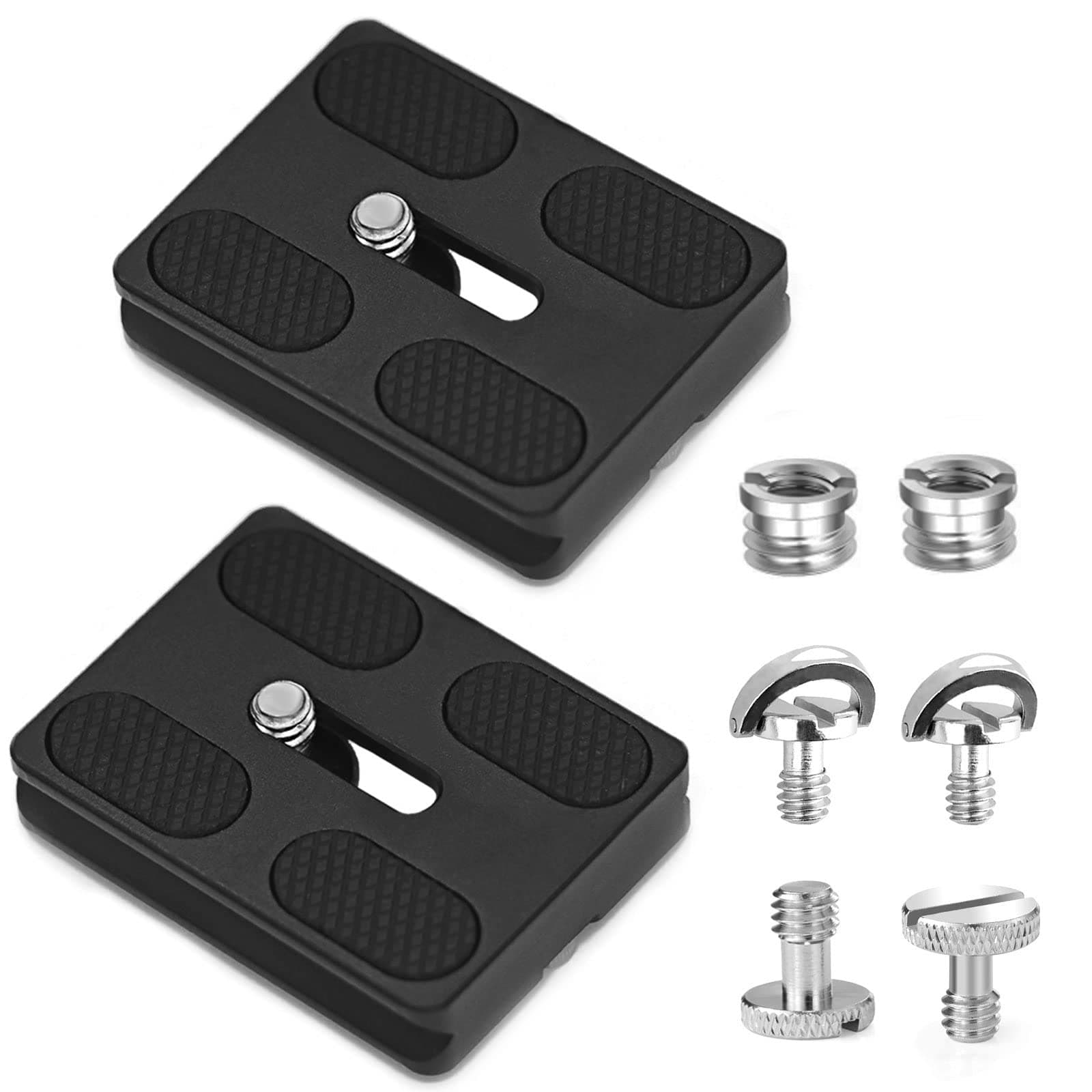 Universal Tripod Quick Release Plate, Quick Release Plate, Arca Swiss Plate with 1/4 Inch Slotted Screw, C-Ring/D-Ring Screw, 1/4"-3/8" Screw, for DSLR Camera Tripod Ball Head(PU-50)