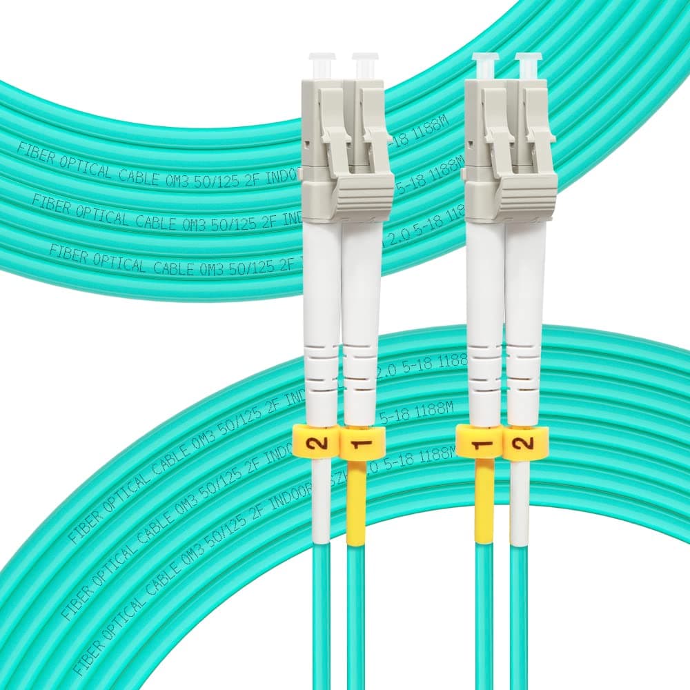 50M OM3 LC-LC Fiber Patch Cable | Length Options: 0.2m-100m, 10GB Duplex LC-LC 50/125um Multimode Fiber Optic Cable Cord LSZH 50 Meters (164ft) | FLYPROFiber