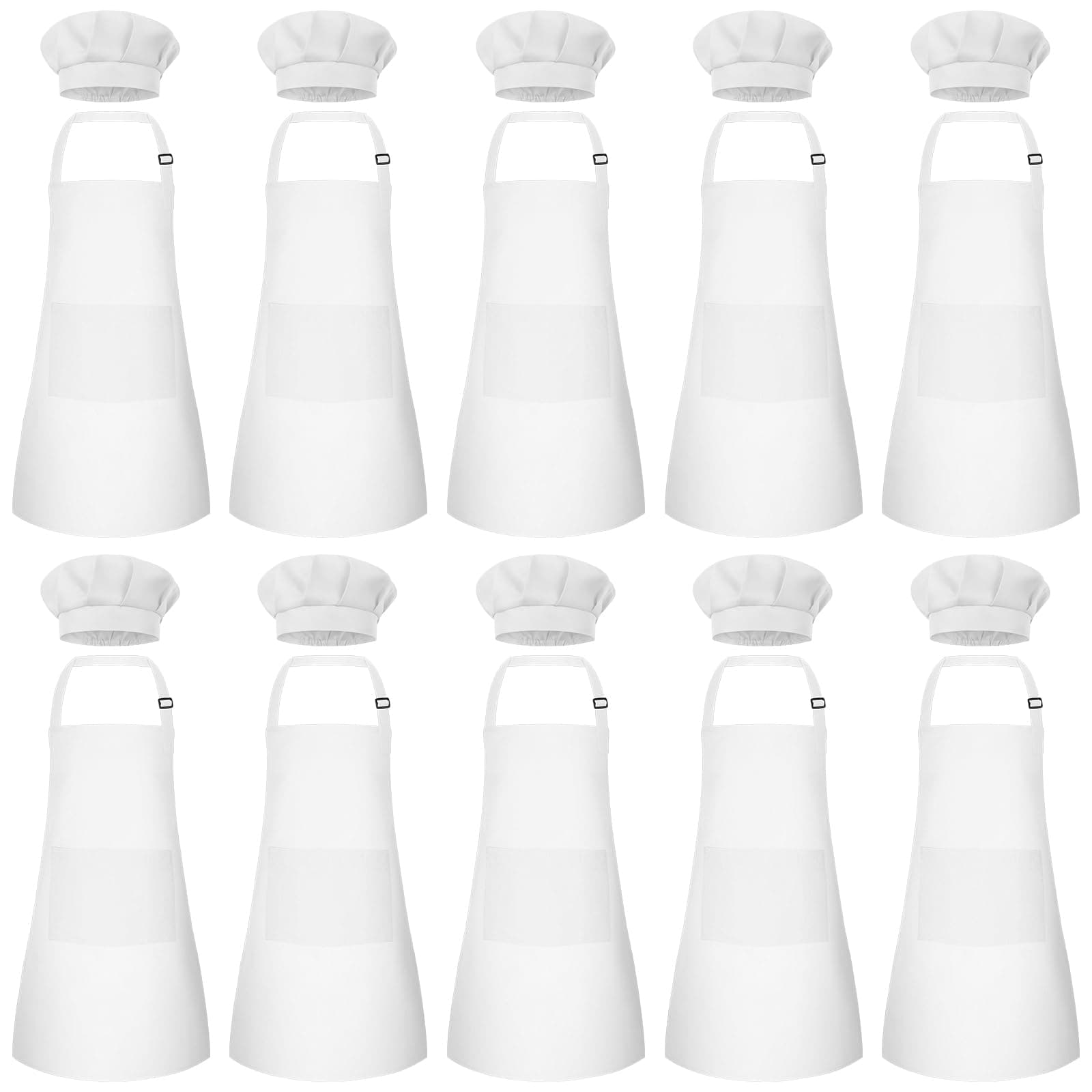 Kids Apron and Chef Hat Set Children Apron Adjustable with 2 Pockets Children Chef Painting for Cooking Baking