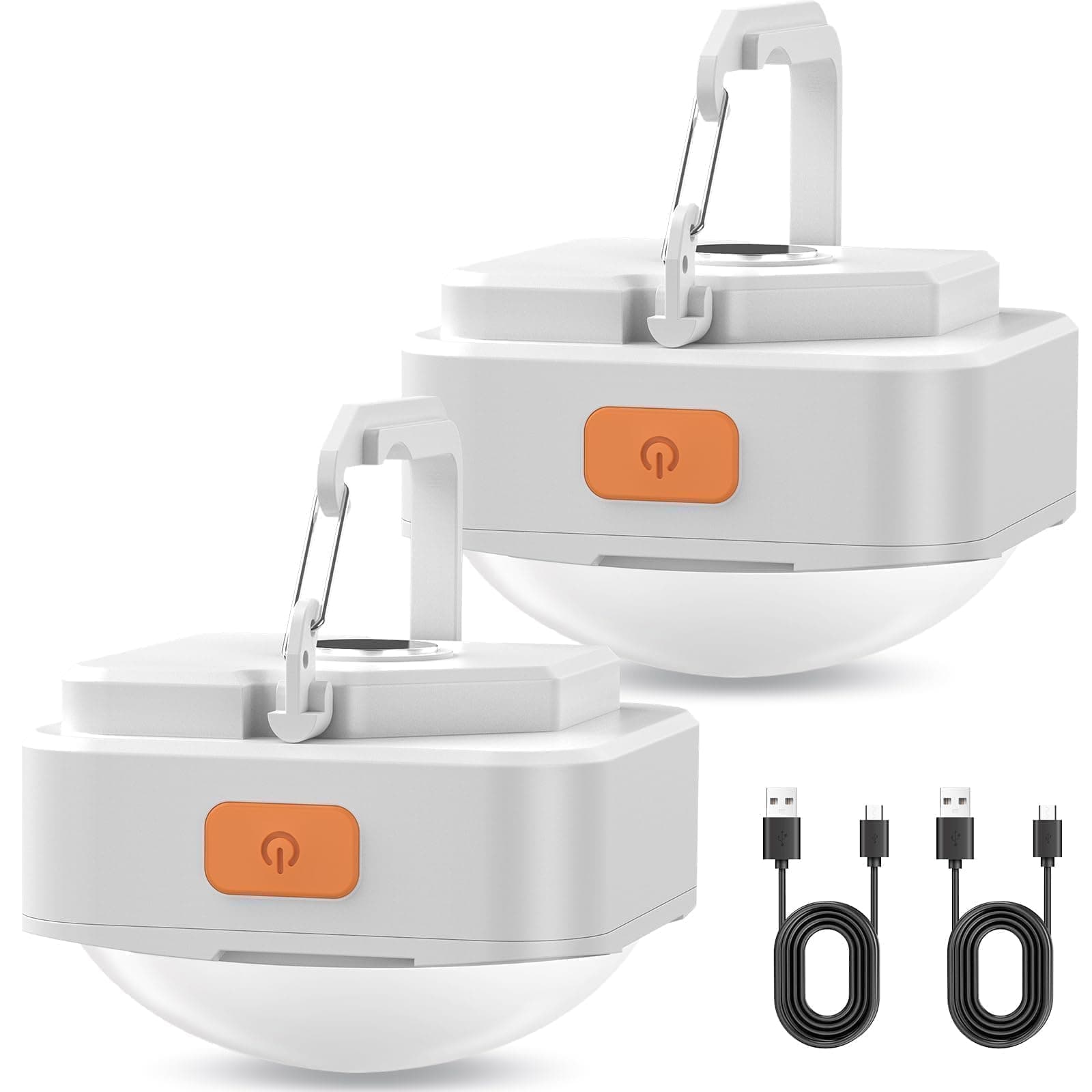 Rechargeable Camping Lights FLY2SKY 2Pcs White Tent Lights Mini Flashlight Portable LED Camping Lantern Survival Gear Camping Accessories for Hiking Backpacking Fishing Hurricane Emergency Outage