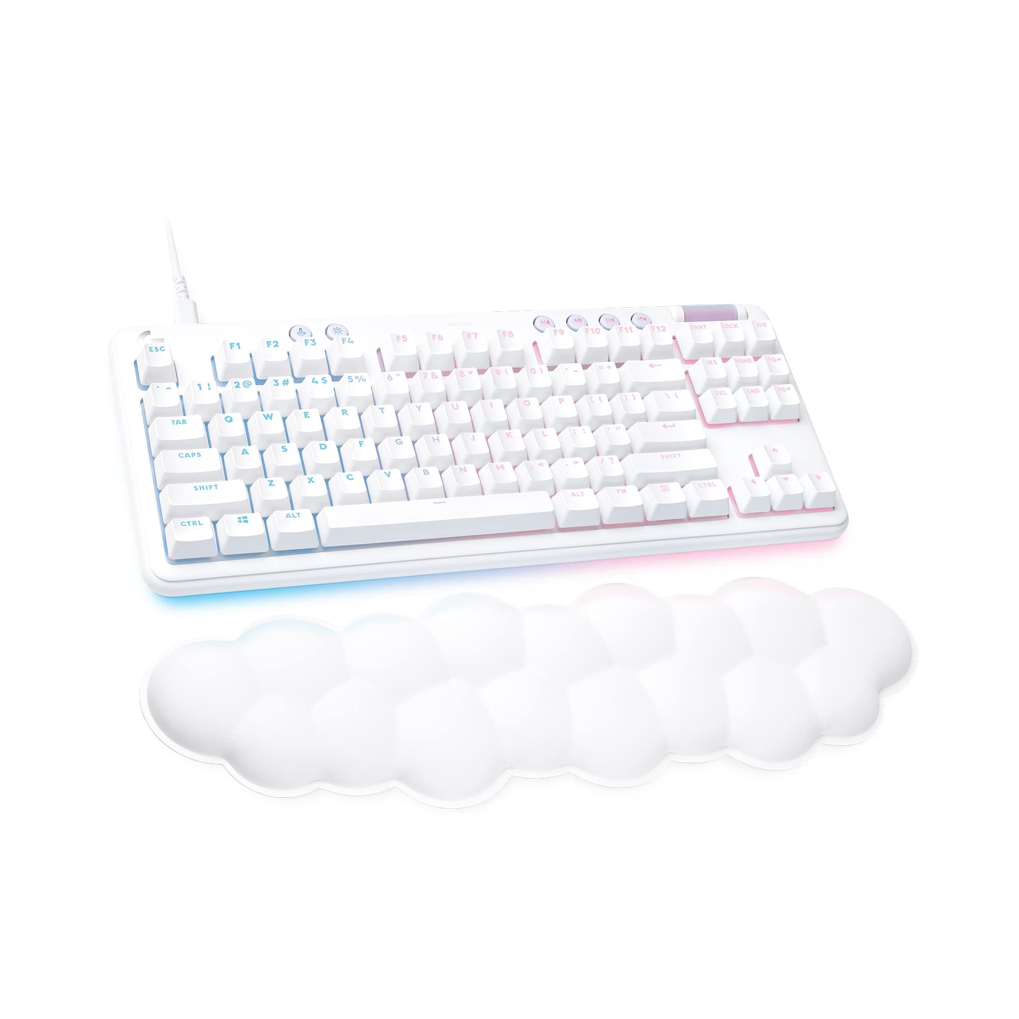Logitech G713 Wired Mechanical Gaming Keyboard with LIGHTSYNC RGB Lighting, Linear Switches (GX Red), and Keyboard Palm Rest, PC and Mac Compatible, White Mist
