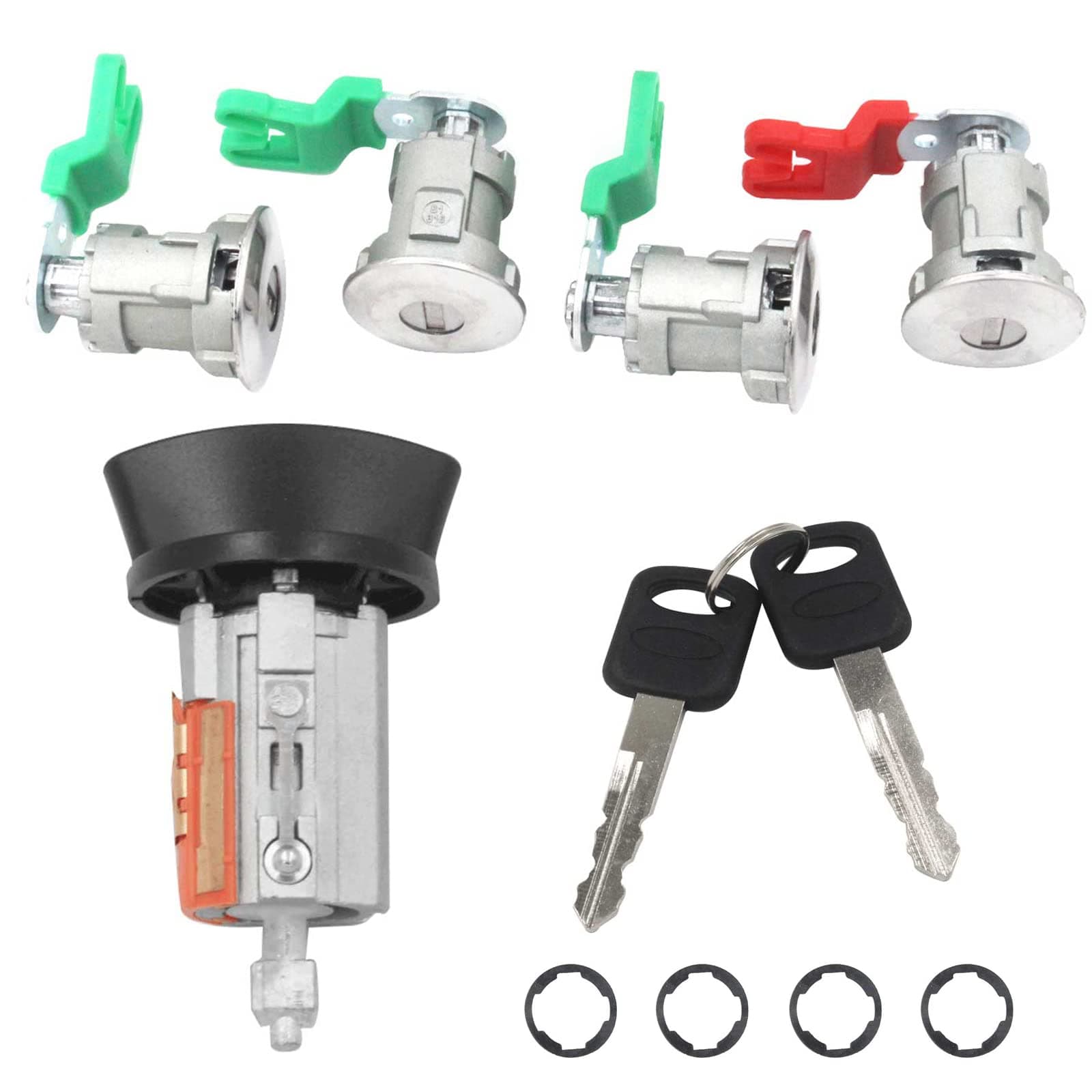 Ignition Switch Lock Cylinder Door Lock Cylinder Compatible with 1997-2020 Ford Econoline E150 Van E250 Van E350 Van Replace OE# LC6177 + 703369 X4 + 597638 X2 (No Chip)