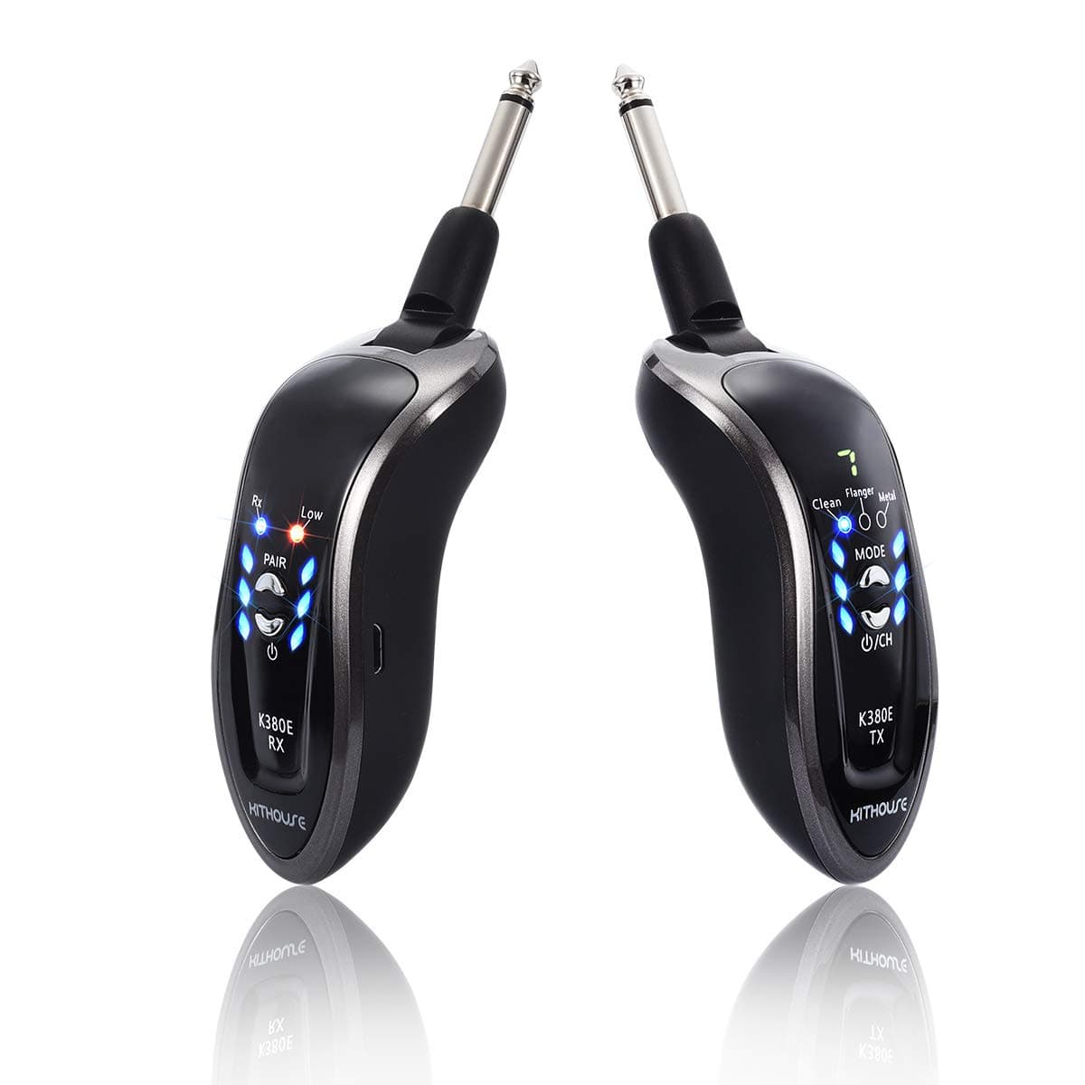 K380E Wireless Guitar Transmitter Receiver System Set - Electric Guitar Wireless System Transmitter And Receiver With Clean Flanger Metal 3 Effects