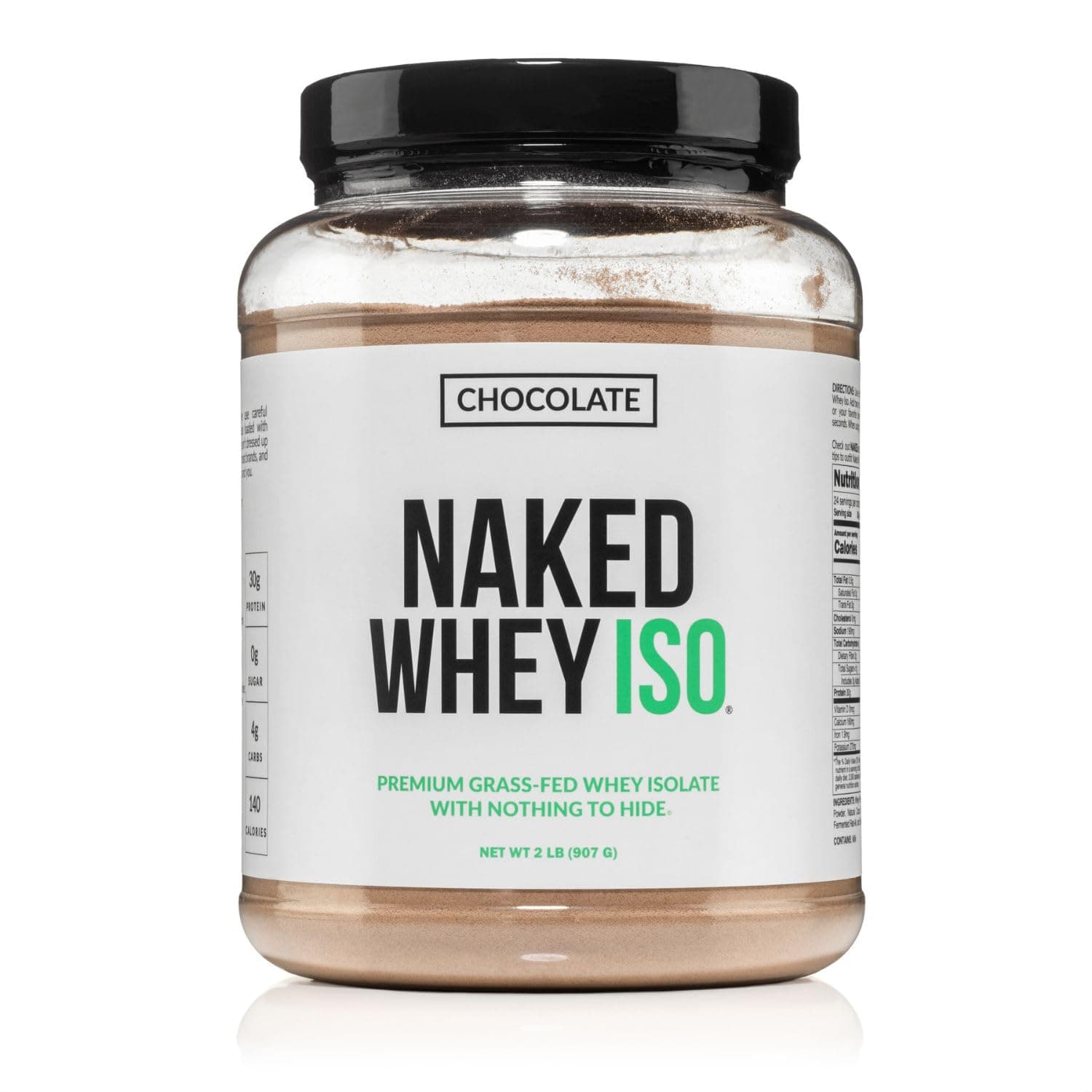 NAKED Chocolate Whey Isolate Protein - Only 6 Ingredients, 30g Grass-Fed Protein, Undenatured, No GMO, No Soy, Gluten-Free, No Preservatives - 24 Servings