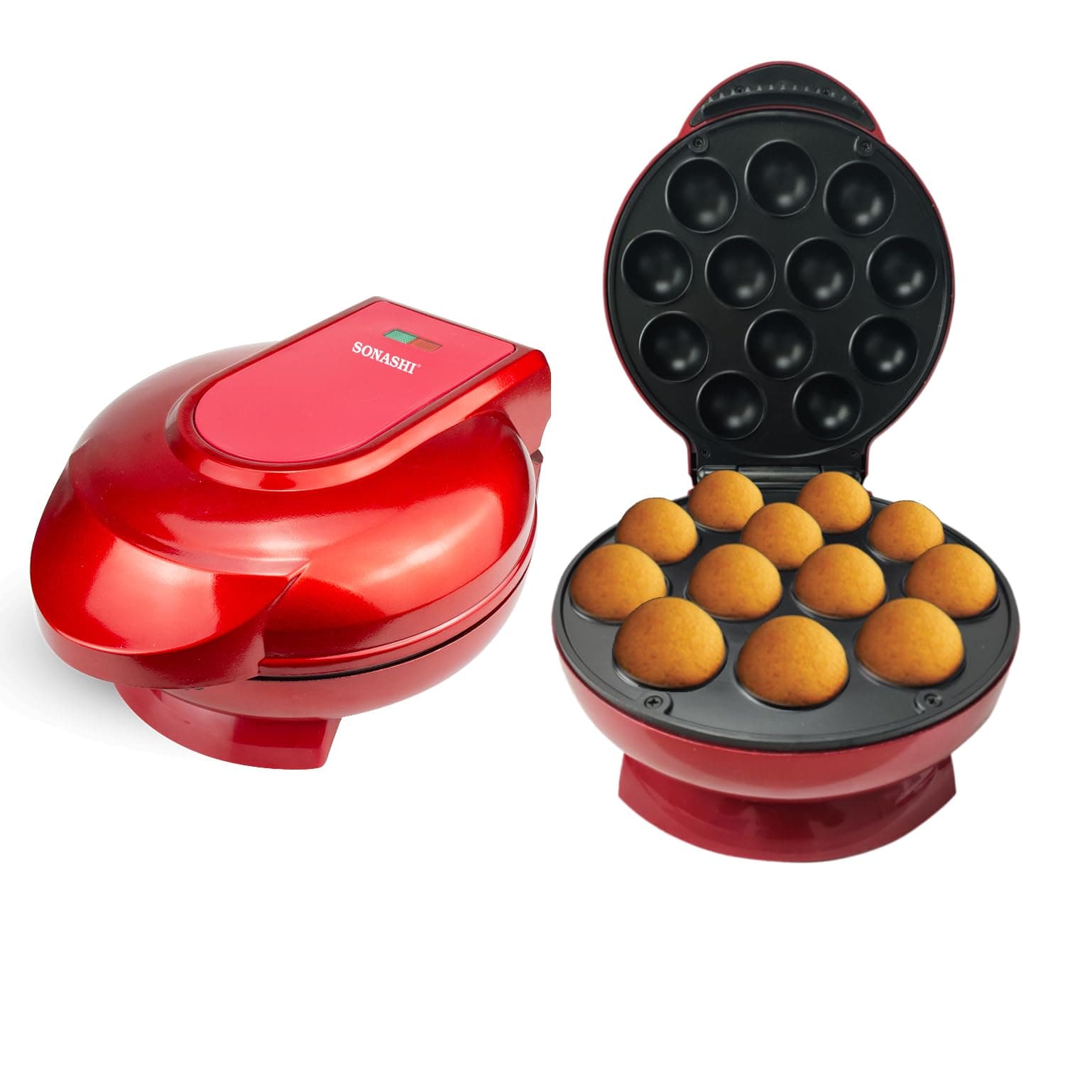 Sonashi Cake Pop Maker SCPM-872 – 12Pcs Small Cake Pop Machine with Non-Stick Baking Plate, Power & Ready Light Indicator, Cool Touch Housing | Kitchen & Dining