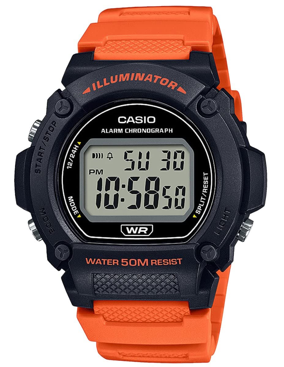 Collection W-219H-4AVEF Multi-Function Watch with Plastic Strap for Men, Black/Red