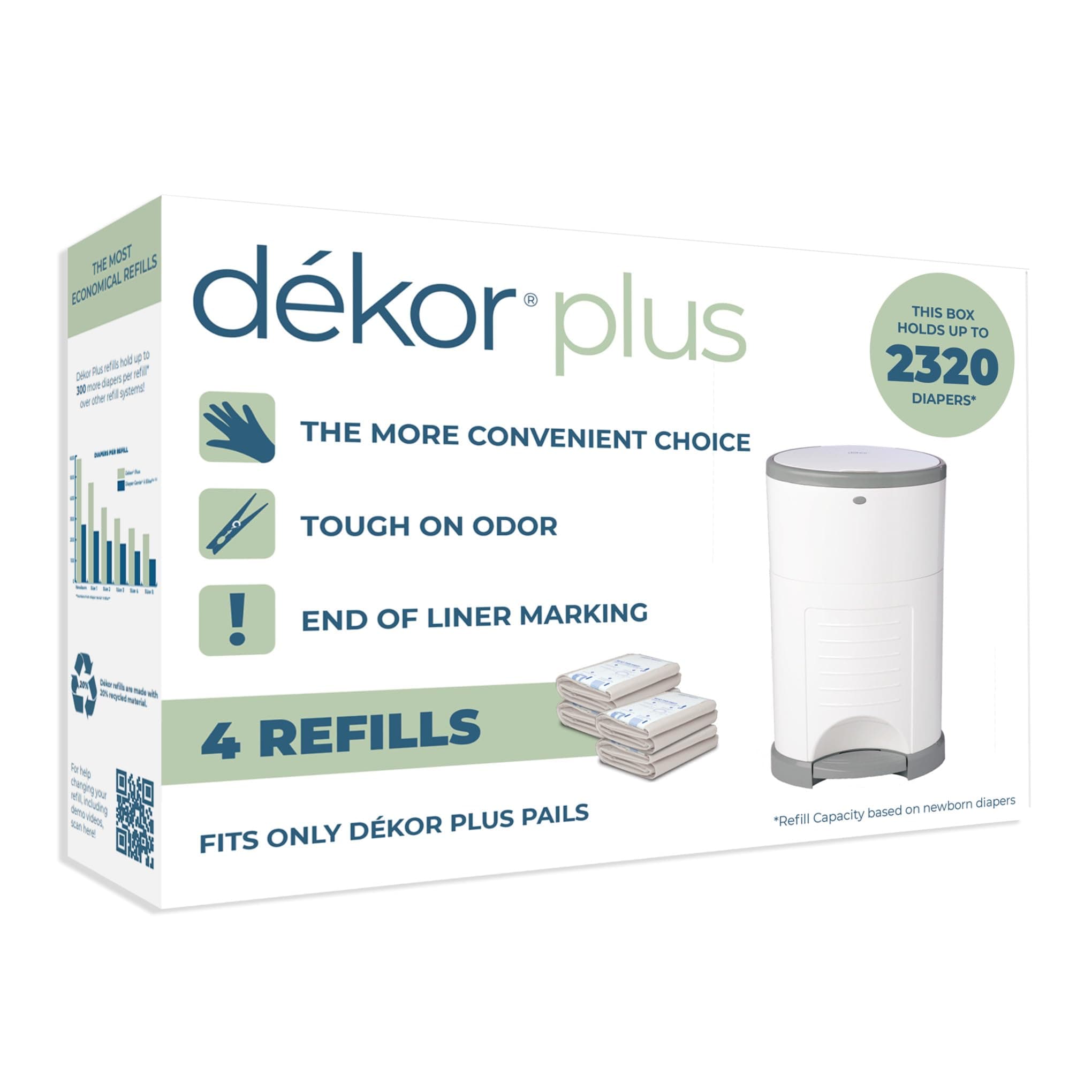dekor Plus Diaper Pail Liner Refills - Pack of 4