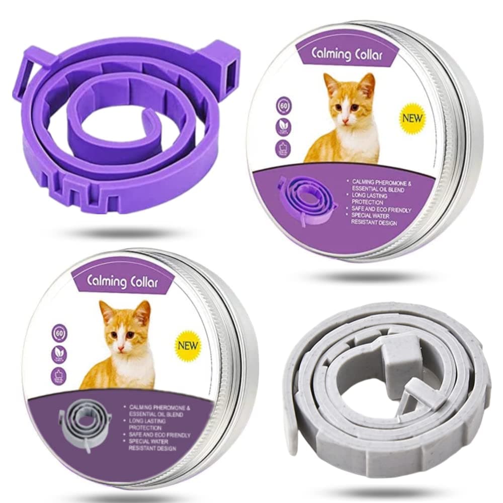 Cat Calming Collar - 2Pcs Adjustable Calming Collars for Cats - 15 Inches Cat Collar for Natural Calm Cat's Treatment (38cm)