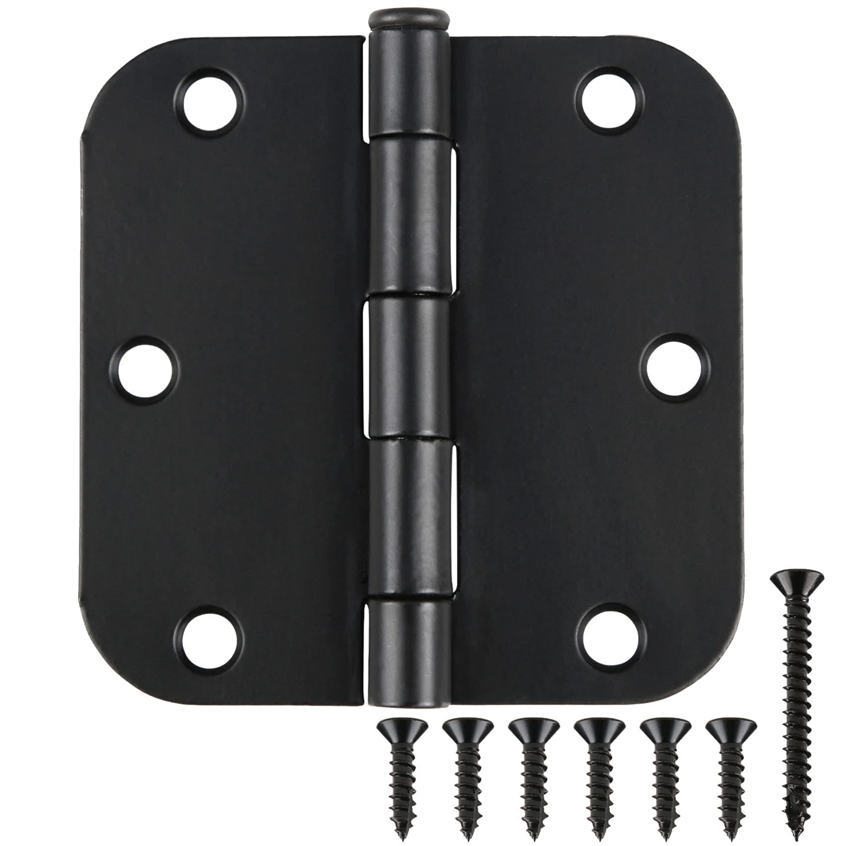 18 Pack Matte Black Door Hinges 3.5 x 3.5 Inch Interior 3 1/2 Inch Door Hinges for Doors Rounded 5/8" Radius Corners Flat Iron Hinge 3 ½"x 3 ½" Door Hardware Controls