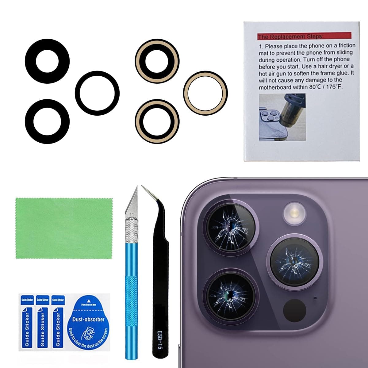 perzework back camera lens replacement for iphone 14 pro and iphone14 pro max