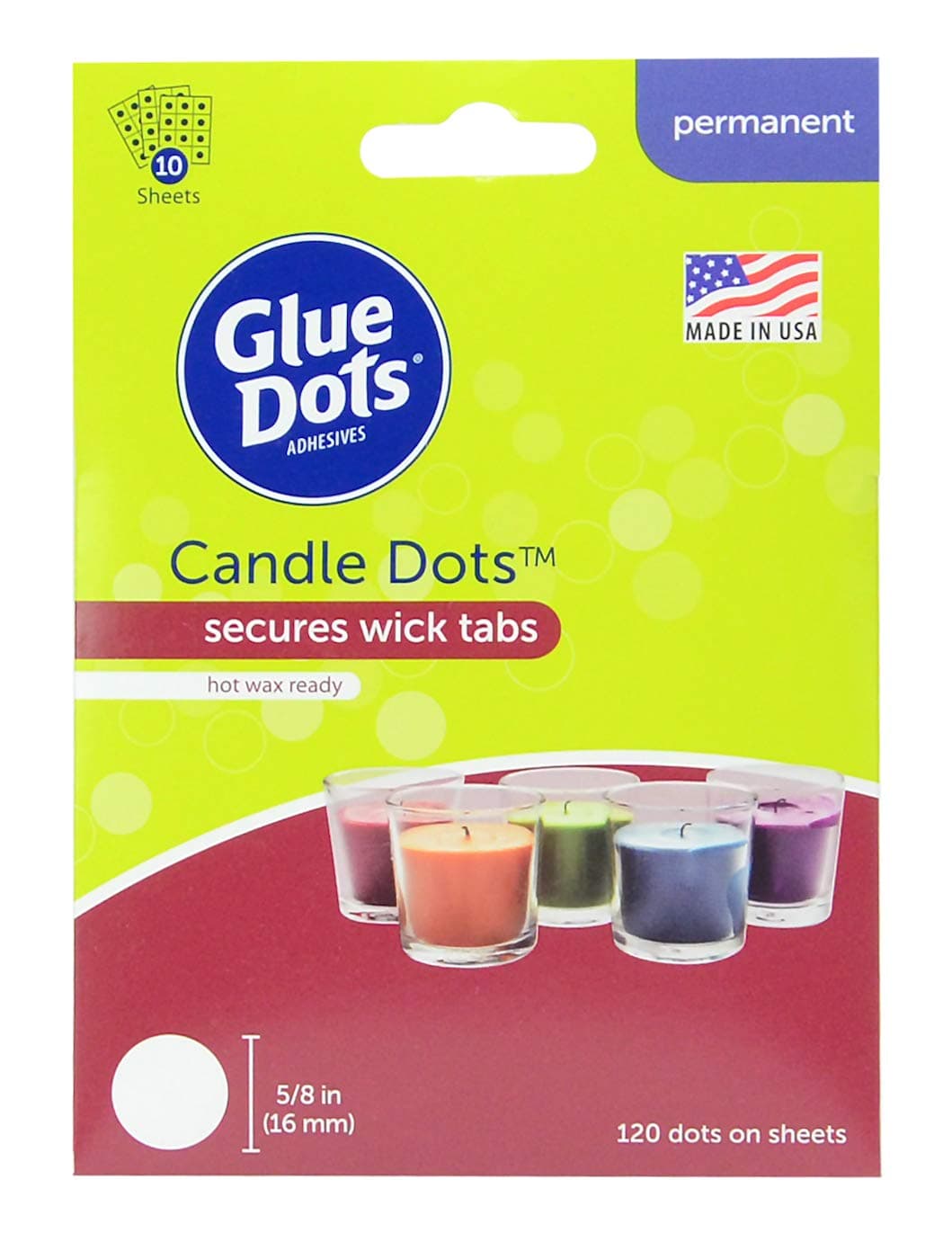 Glue Dots, Candle Dots, Double-Sided, 5/8", 120 Dots, Hot Wax Ready, Secure Candle Wick, Candle-Making, DIY Craft Glue Tape, Sticky Adhesive Glue Points, Clear