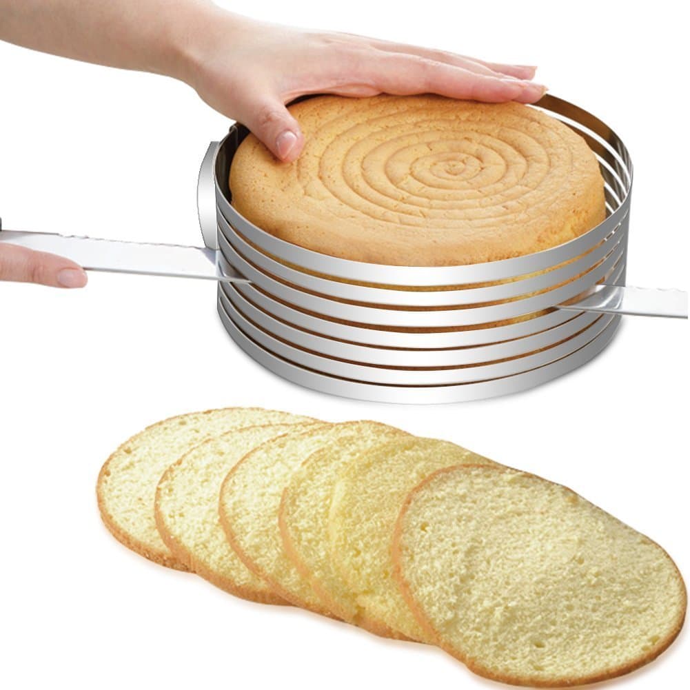 Seluna Adjustable Stainless Steel Mousse Mold Layer Cake Slicer Kit Mousse Slicing (9" to 12") Cake Baking Tool Kit