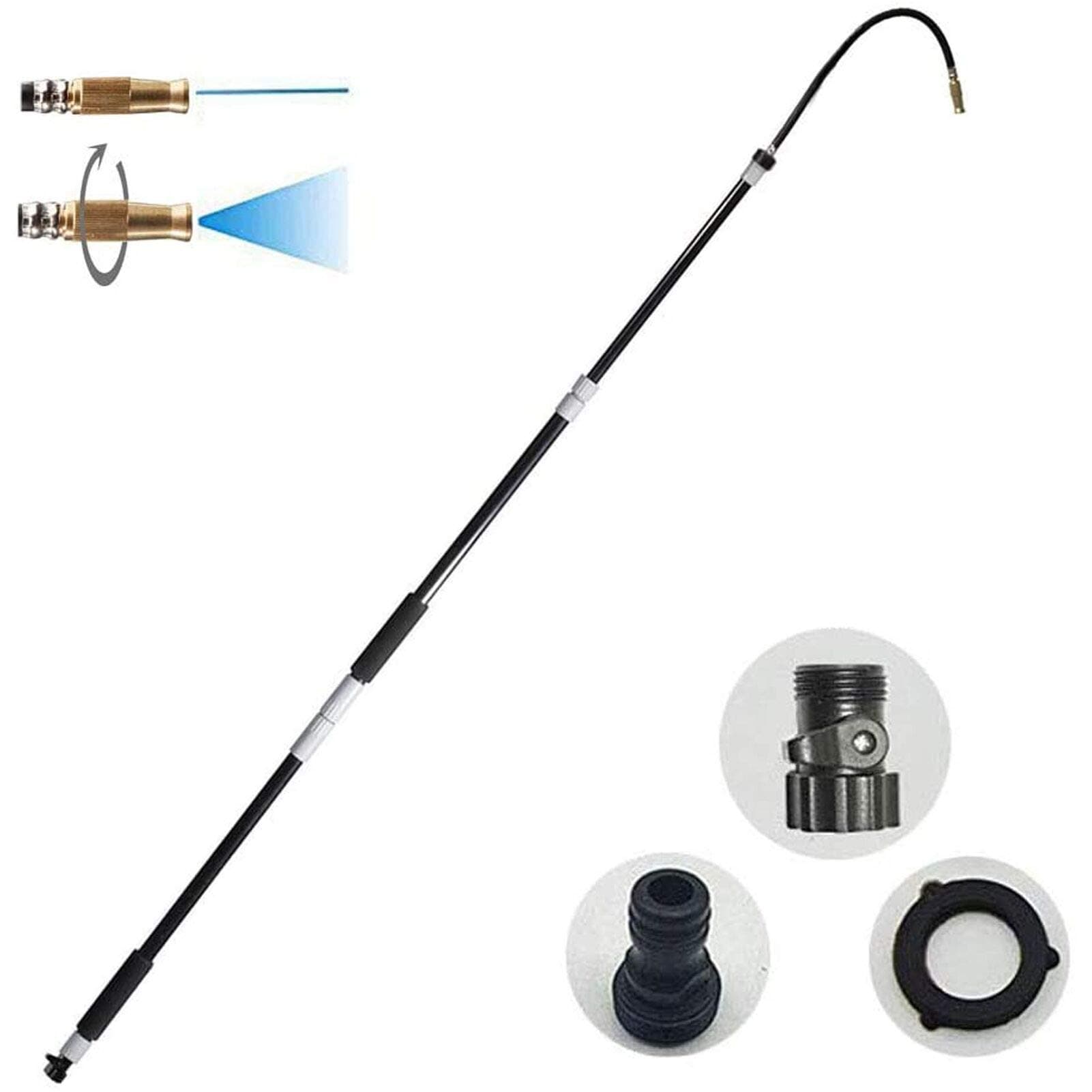 Gutter Cleaning Tool - Roof Retractable Gutter Cleaner, Telescoping Pole, Best Garden Hose Flexible Wand for Window Cleaning Washer Extendable House Clean Kit