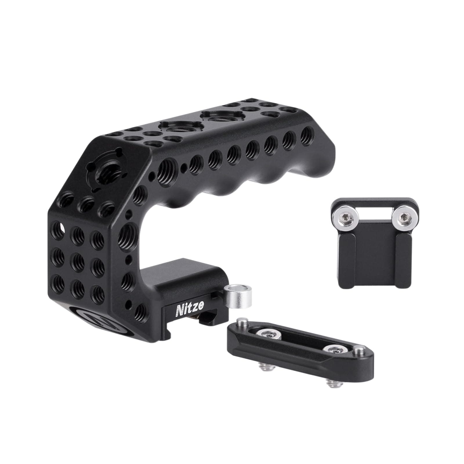 Quick Release NATO Handle with NATO Rail and Cold Shoe Adapter, Mini Ergonomic Camera Top Handle for Camera Rigs (Lil Stinger Series) - PA28M-AK