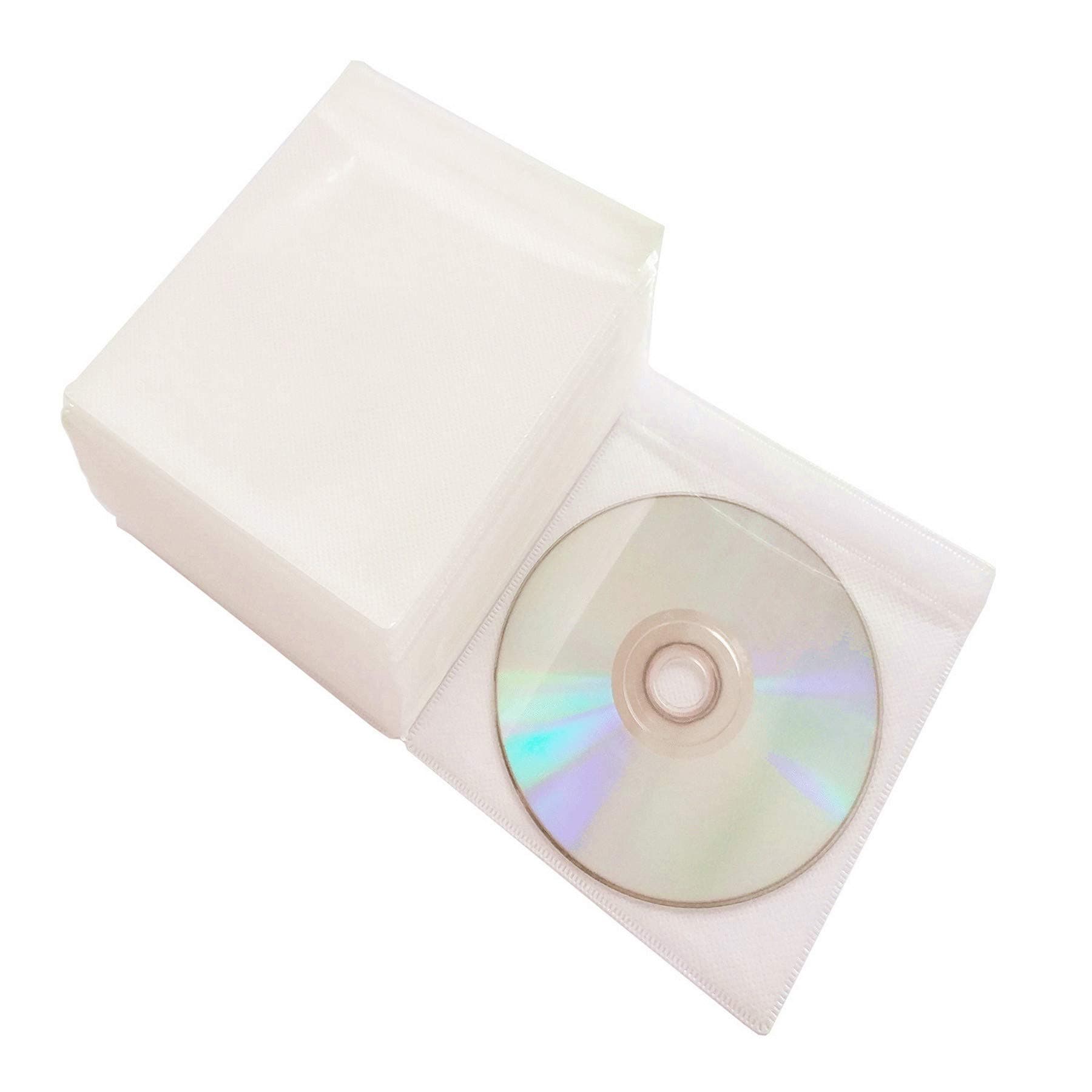 100 Pack Premium CD DVD Sleeves,Thick Non-Woven Material Double-Sided Refill Plastic Sleeve for CD and DVD Storage Binders Disc Case