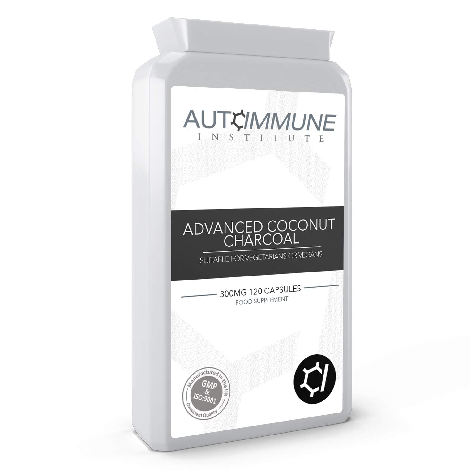 Activated Charcoal Tablets for Flatulence Relief. Made from Coconut. 300mg Powder Per Capsule. 120 Capsules. Made in The UK. Advanced Coconut Charcoal