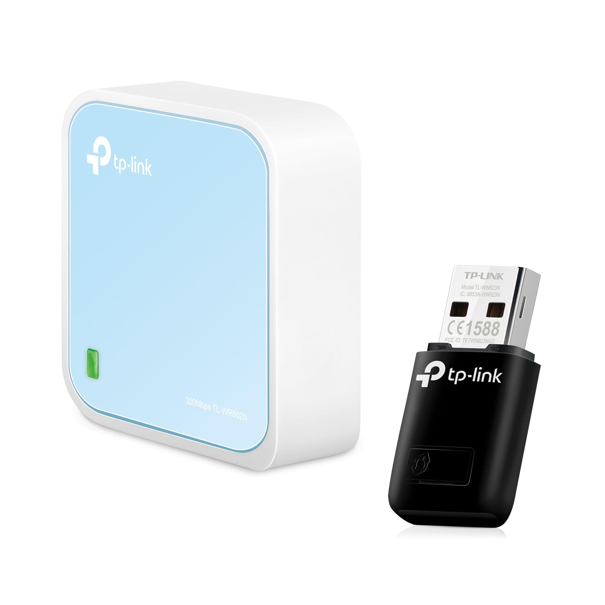 TP-Link WiFi Wireless LAN Router TL-WR802N + Wireless LAN Device TL-WN823N Set (Router: 300 Mbps, Child Devices: 300 Mbps)