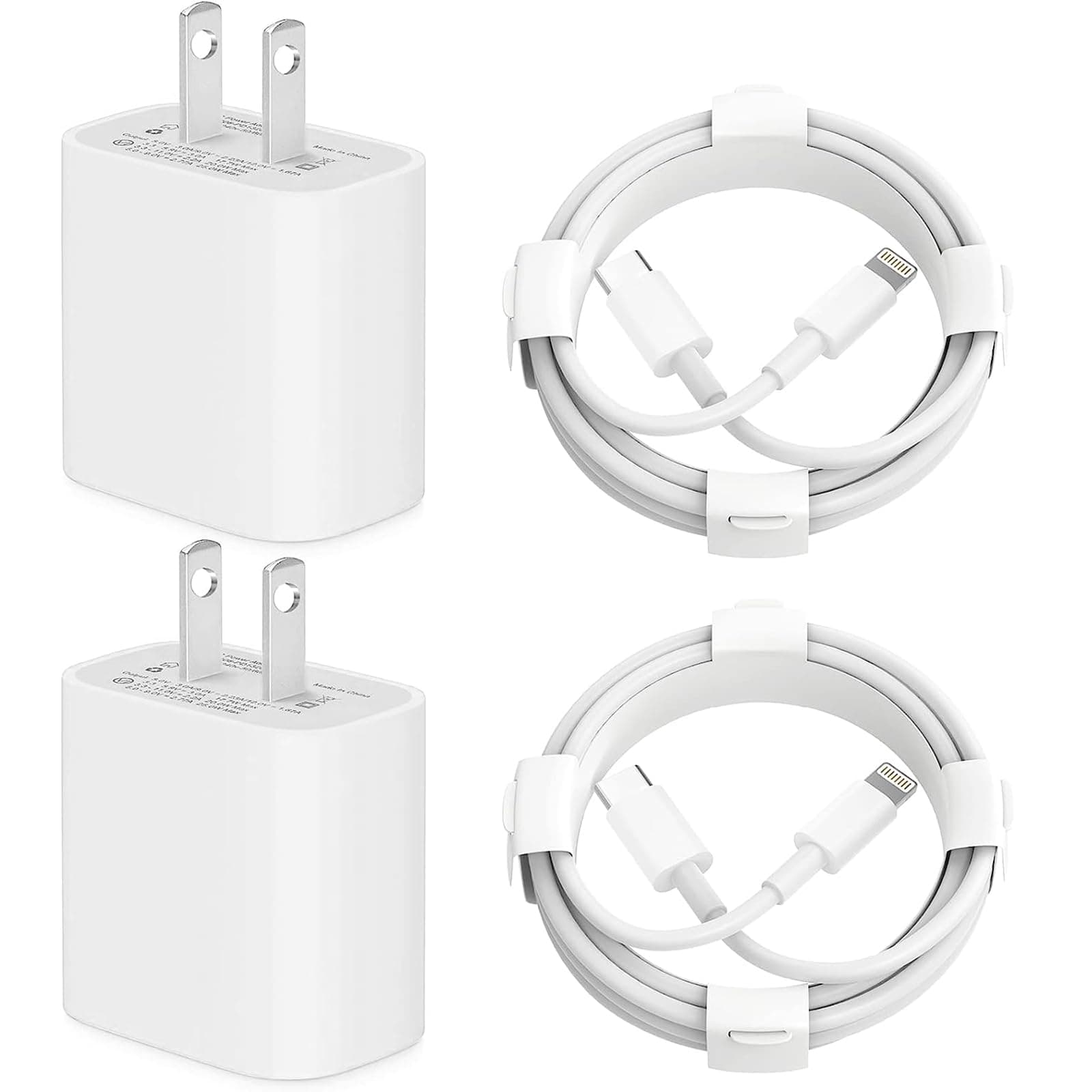 20W PD USB C Wall Charger 2-Pack 6&10FT Cable