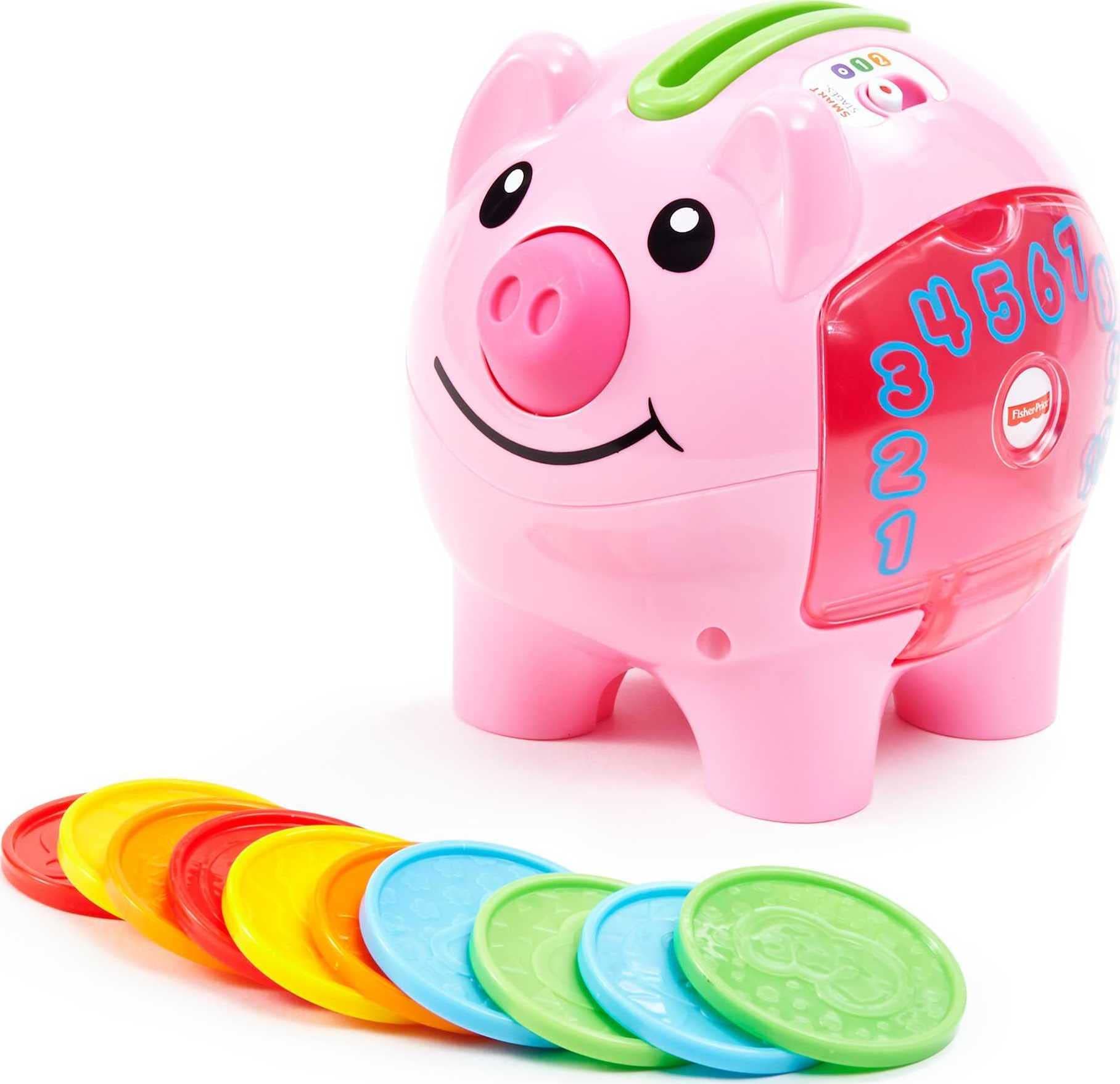 Fisher-Price Baby & Toddler Toy Laugh & Learn Smart Stages Piggy Bank with Learning Songs & Phrases for Infants Ages 6+ Months
