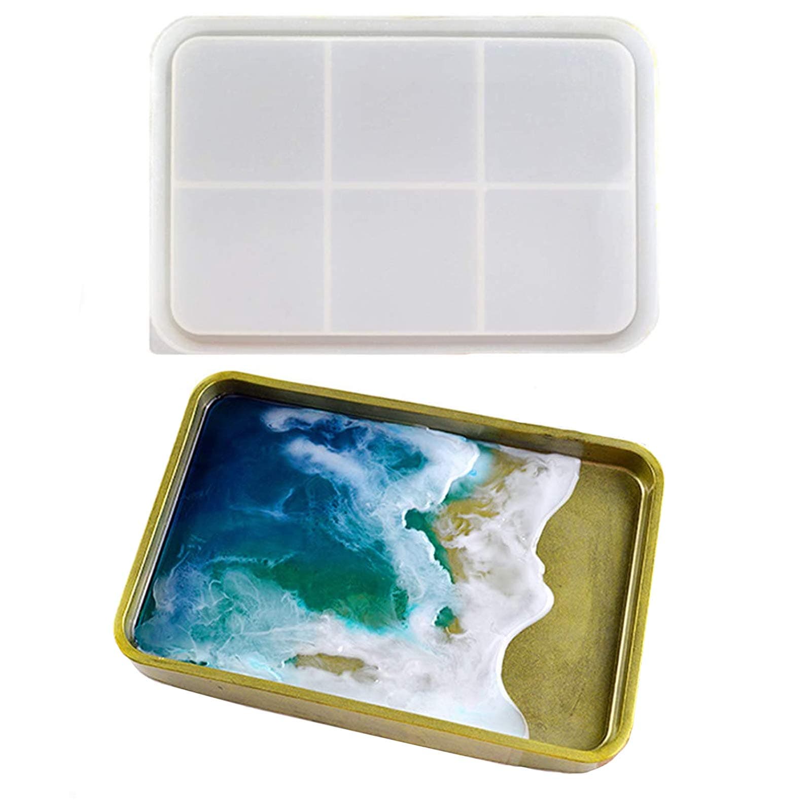 Rectangle Rolling Tray Mold for Resin,Large Rolling Tray Mold for Epoxy Resin,Rectangle Rolling Tray Molds with Edges for DIY Homemade Making Agate Slice Coasters Home Decoration Casting Mould Holder