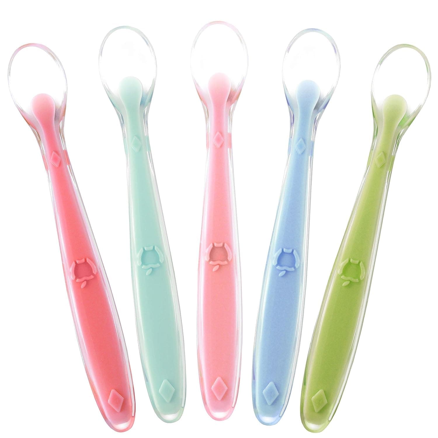 Best Baby Spoons First Stage 4 Months, Soft Food Grade Silicone, Baby Spoon Self Feeding, Infant Spoons First Stage Toddler Spoons, Baby Utensils Training Spoon Gift Set 5 Pack