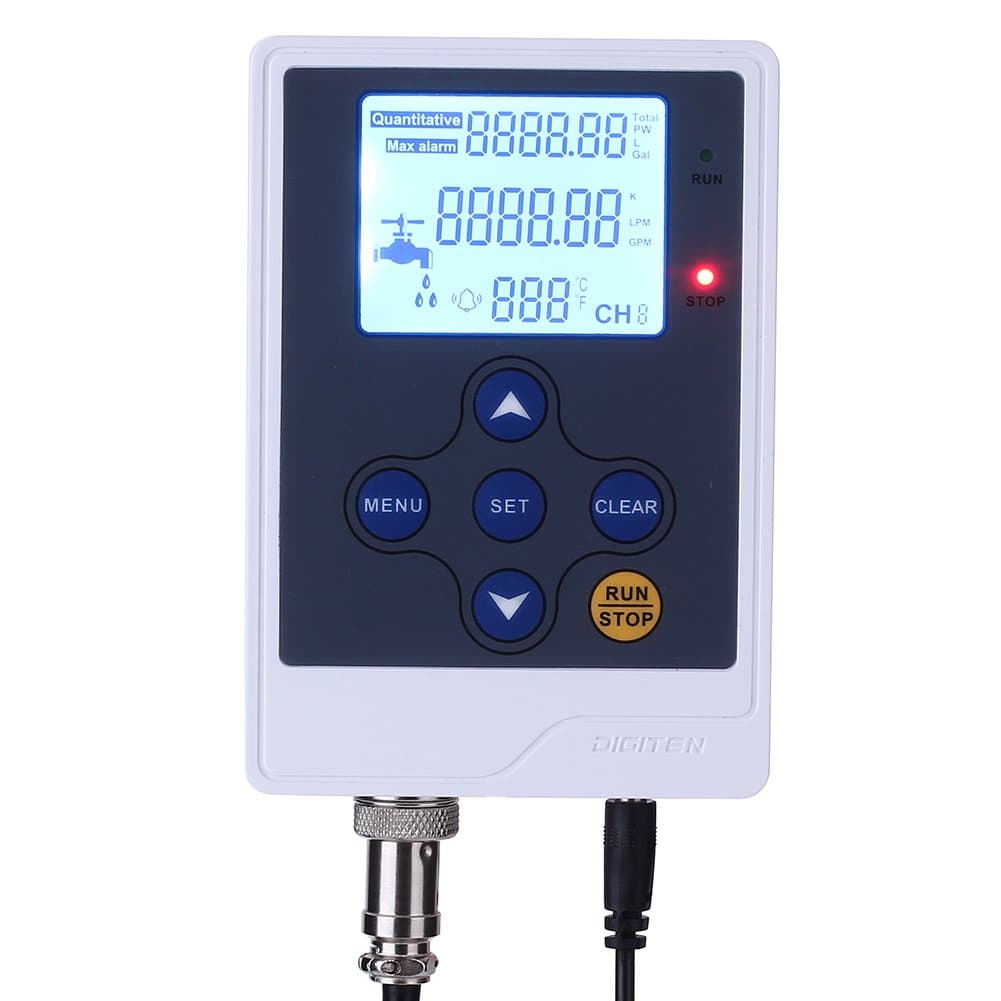 DIGITEN Water Liquid Flow Rate Volume Digital Display Flowmeter Quantitative Controller Counter Liter Gallon