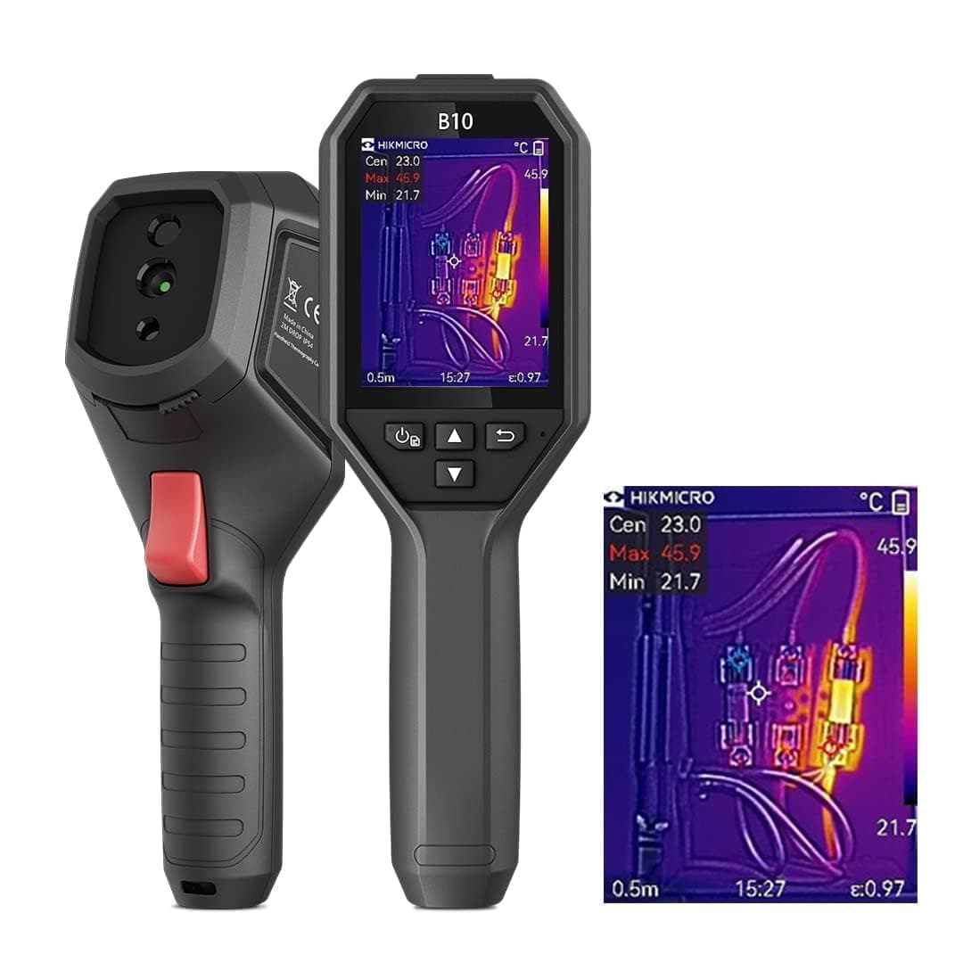 - HIKMICRO B10 Thermal Imaging Camera 320 x 240 Super IR with 2MP Visual, 3.2" LCD Screen 256 x 192 IR Resolution Thermal Camera, 25 Hz Refresh Rate, -4°F~1022°F, IP54