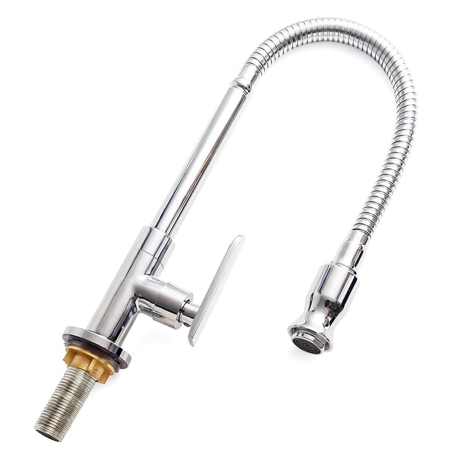 Inchant Single Lever Flexible Pull Out Kitchen Water Tap Sink Faucet Single-Tube Cold Water Basin Taps Vanity Vessel Faucets Deck Mount Chrome Finish