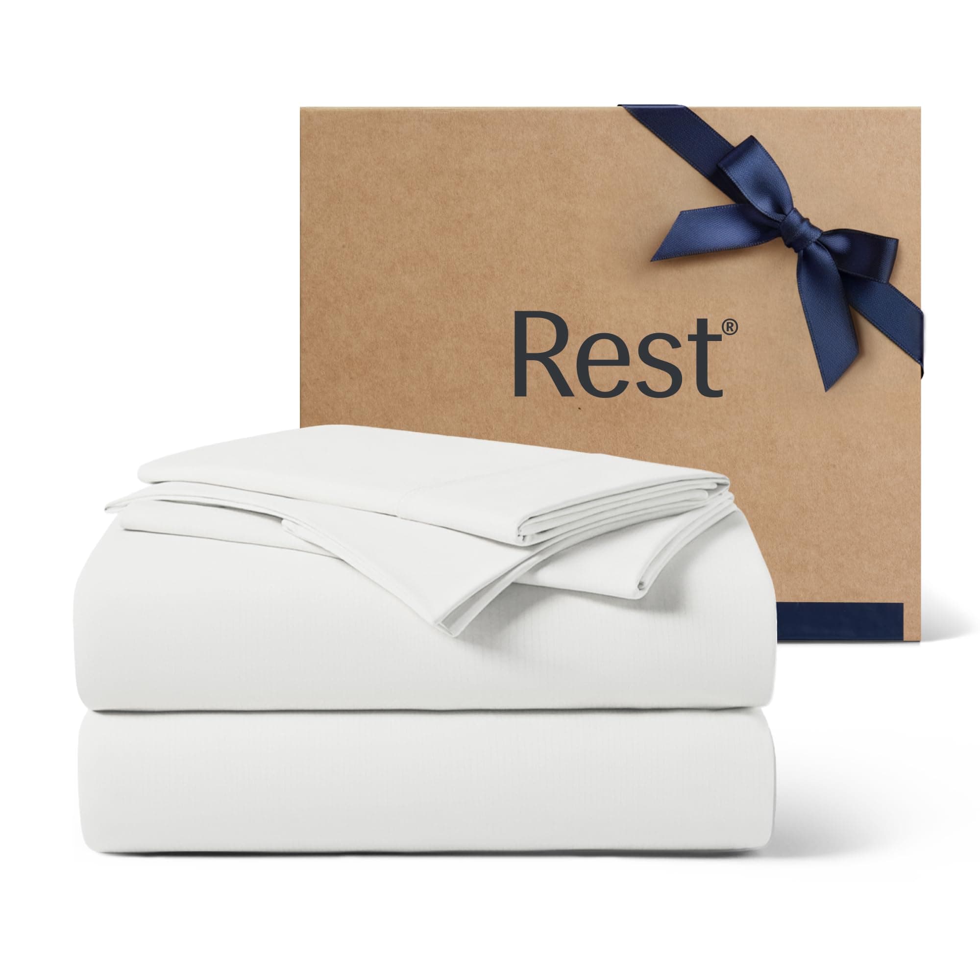 REST® Evercool®+ Cooling Sheet Set, Queen Size, Arctic White, Breathable Bed Sheets for Hot Sleeper and Night Sweats, with Pillowcases, with Ionic+ Self-Cleaning Silver Yarn for Sensitive Skin, 4PCS