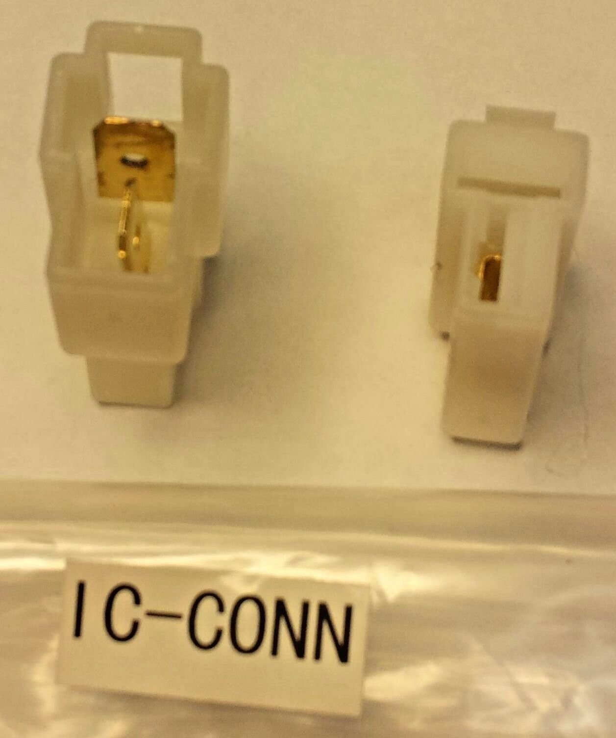 CBK Supply - Ic-Conn T-Shaped 2-pin Dc Connector 1/4" Push-fit Blades; Male & Female housings