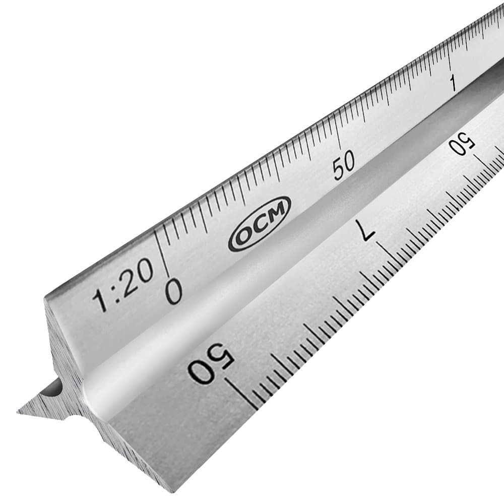Metric Triangular Engineer Scale Ruler (Proffessional Grade Solid Aluminum) 30 Centimeters Metric Engineering Architectural Mechanical Drafting Ruler - 1:20, 1:25, 1:50 1:75, 1:100, 1:125