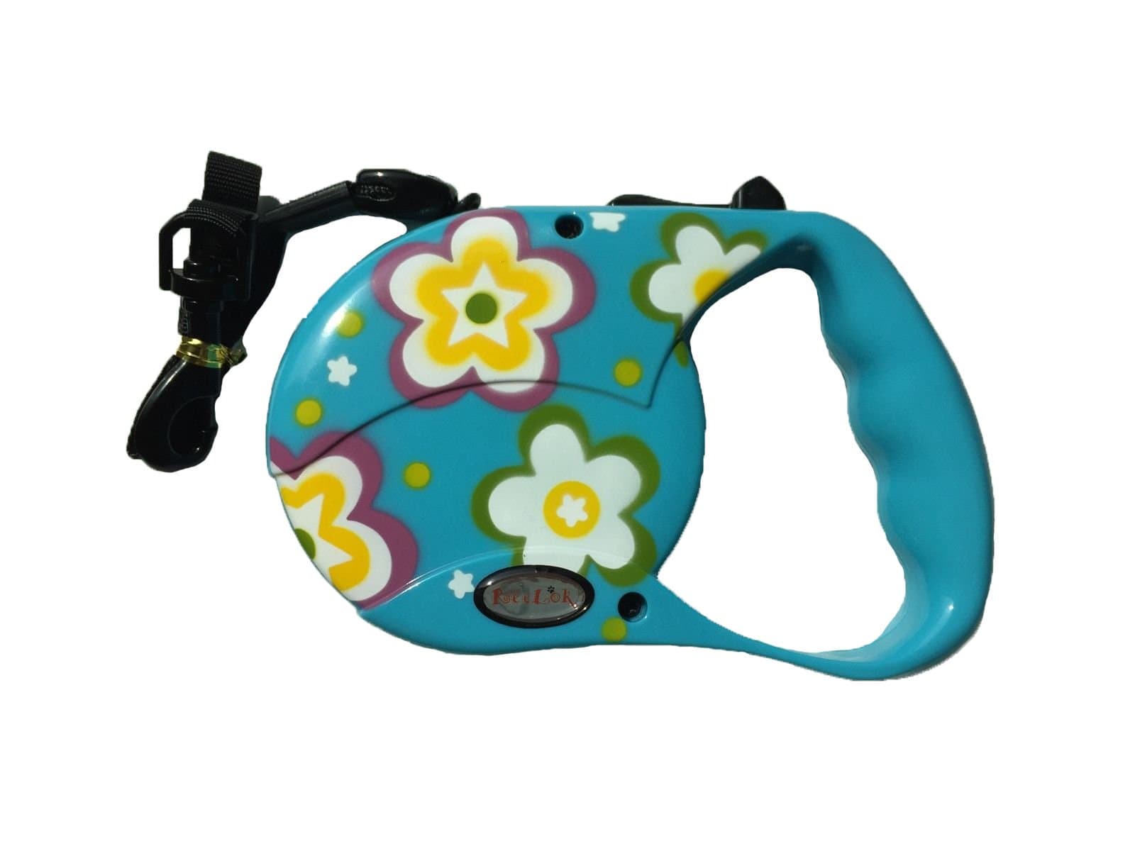 Blue Beautiful Flower Patterns Automatic Retractable Cord Leash 16 feet 5 M 45 Pounds Durable Heavy Duty Super Strength Dog Pet Safe Walk