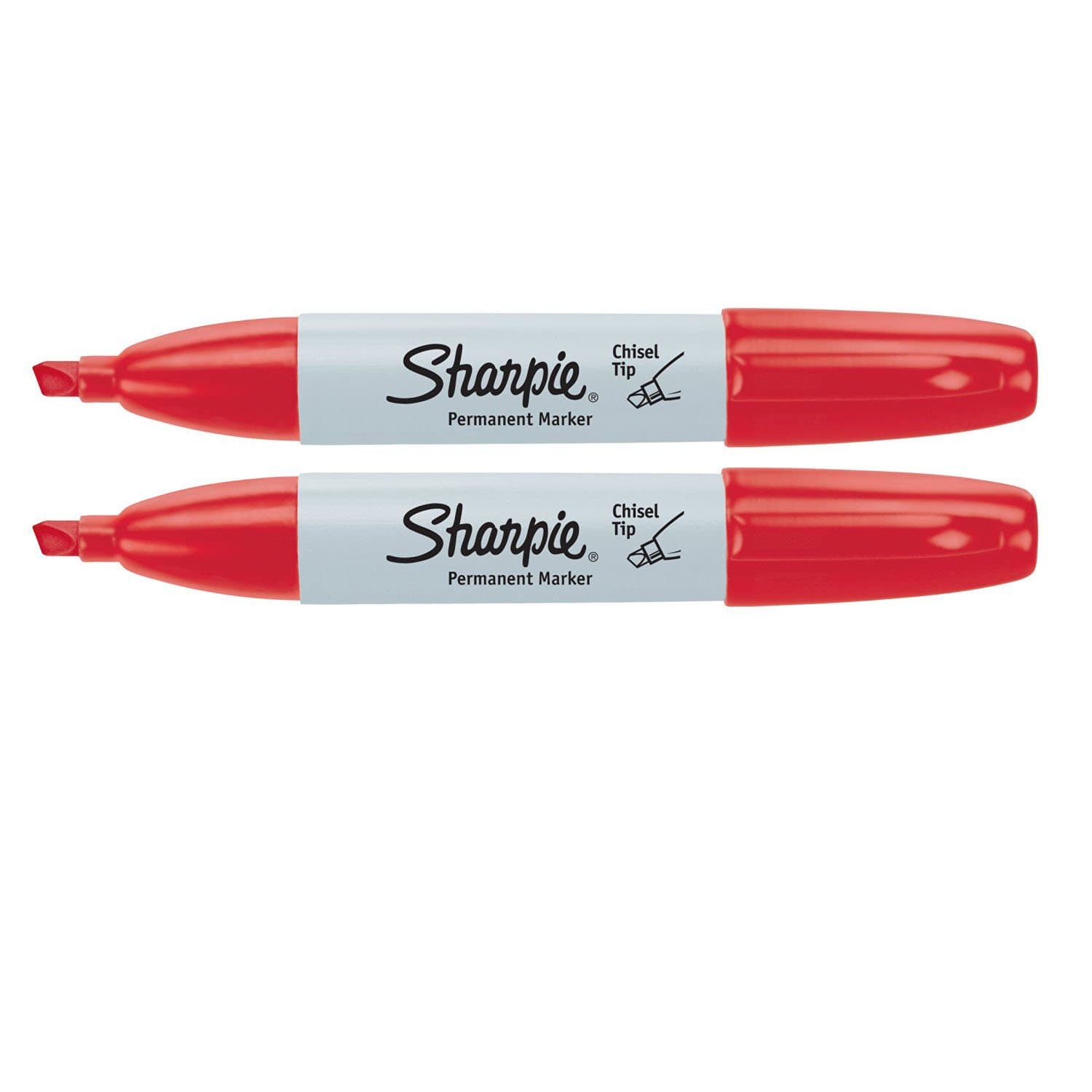 Sharpie Permanent Marker, Chisel Tip, Red, 2 Markers per order (38283)