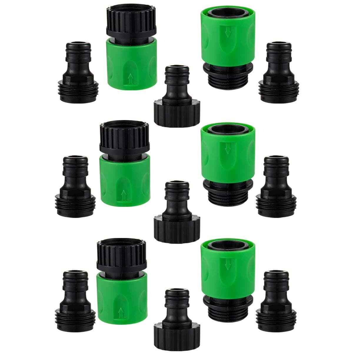 MAKINGTEC Hose Quick Connectors, Garden Plastic Water Hose Quick Connect Male and Female 3/4" US Thread Fitting Kit for Garden Hose, Sprinkler and Nozzle (3 Sets)