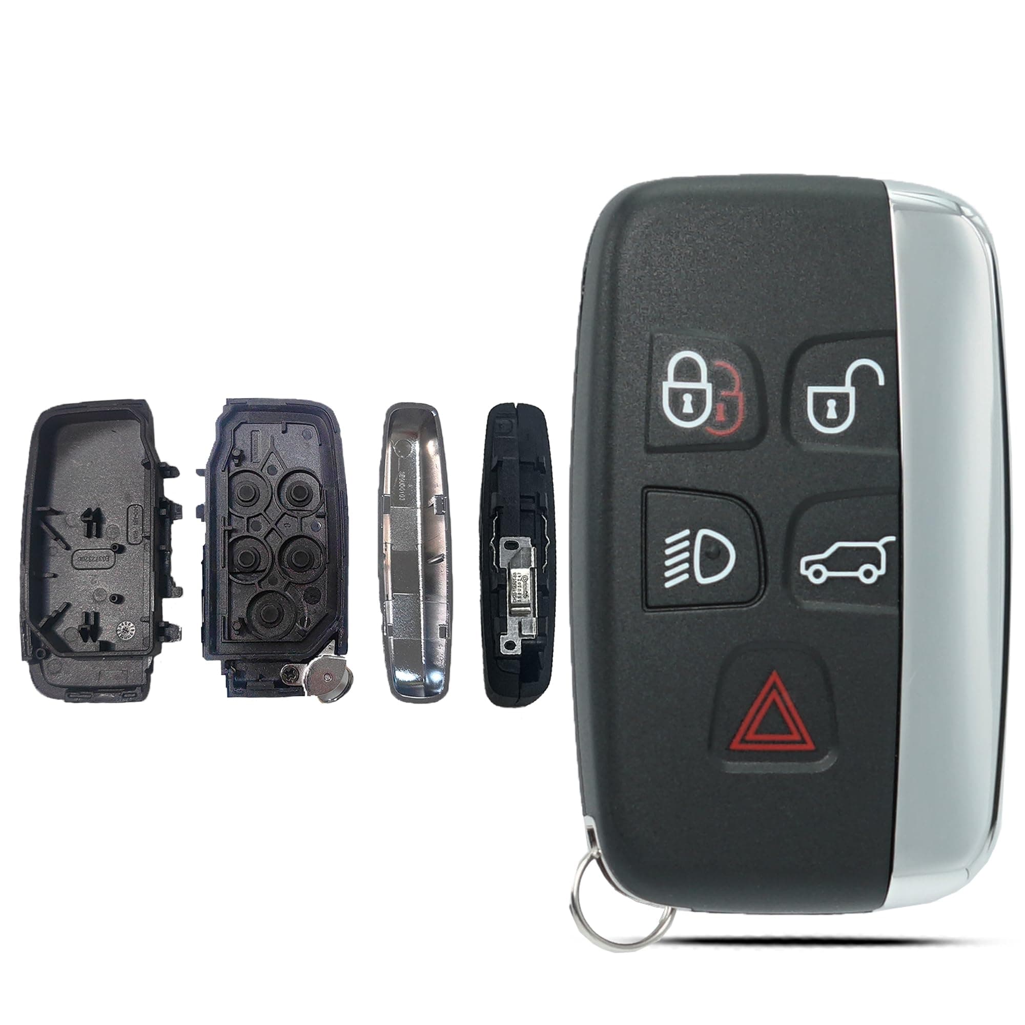 Key Fob Shell Case Replacement Fits for Land Rover LR4 Range Rover Sport LR2 Evoque Jaguar XJ XF XK F Type F PACE XE 2012 2013 2014 2015 2016 2017 Keyless Entry Remote Control 5 Button Pad Cover