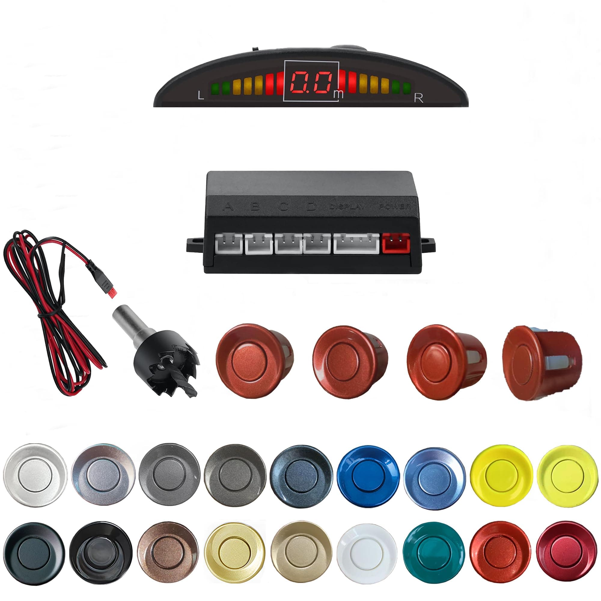 Parking Sensor Kit Backup Sensor Kit Reverse Sensor for Car 18 Color Options for Probes Adjustable Alarm Volume Professional Sensore de Reversa para Carro Safe Driving Assistant(red)