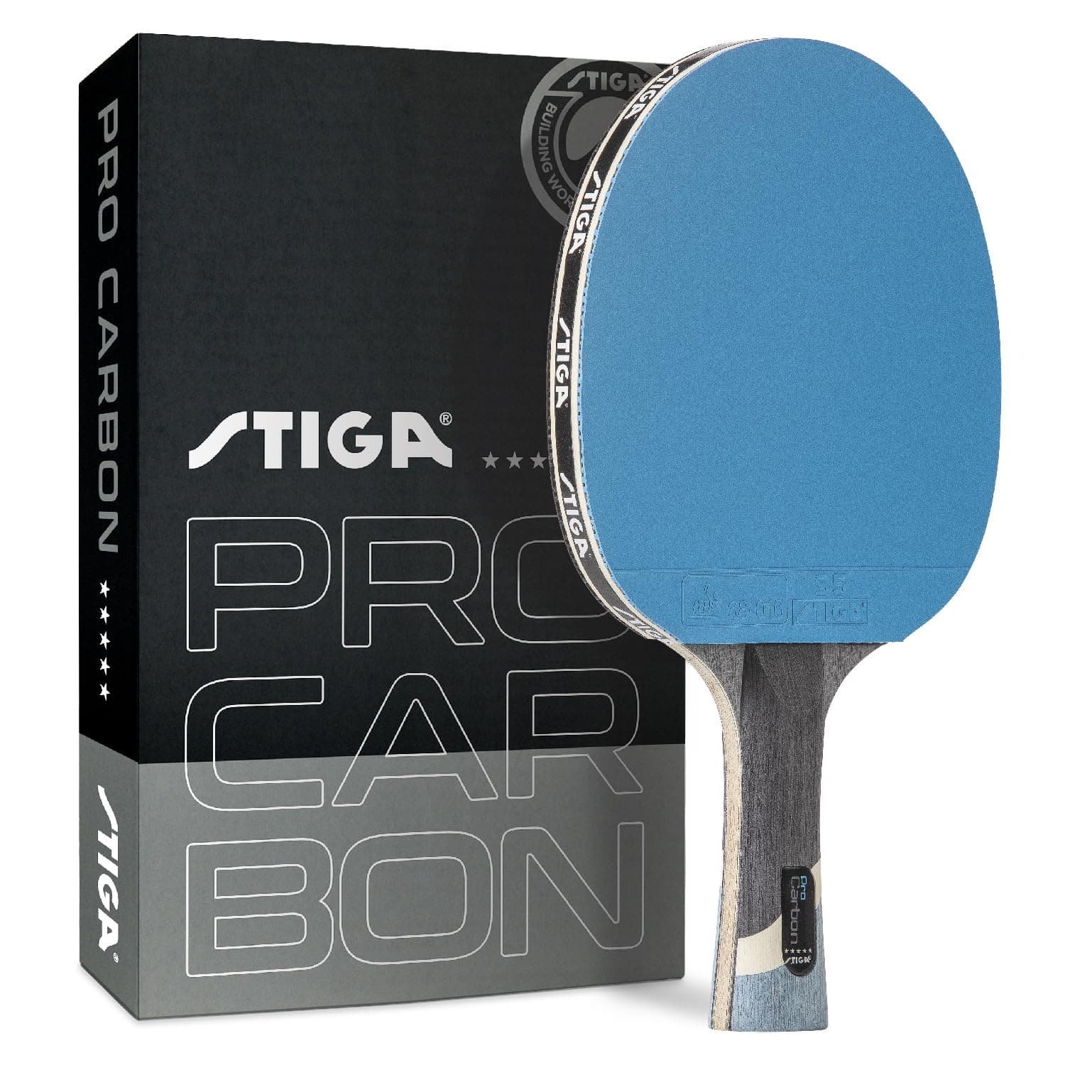 Pro Carbon Performance-Level Table Tennis Racket with Carbon Technology for Tournament Play - Red and Blue Colors