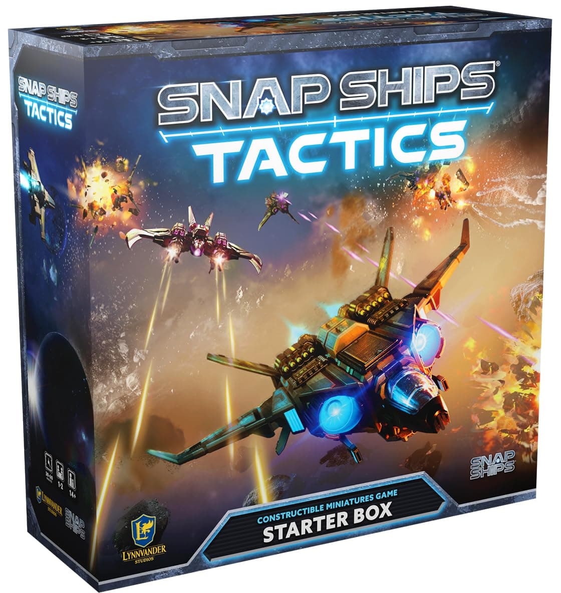 Snap Ships Tactics Starter Box - Tabletop space dogfighting game with constructible models! Build custom starships and test them in battle! 2 Players, 100+ snap together modular pieces. Solo play too!