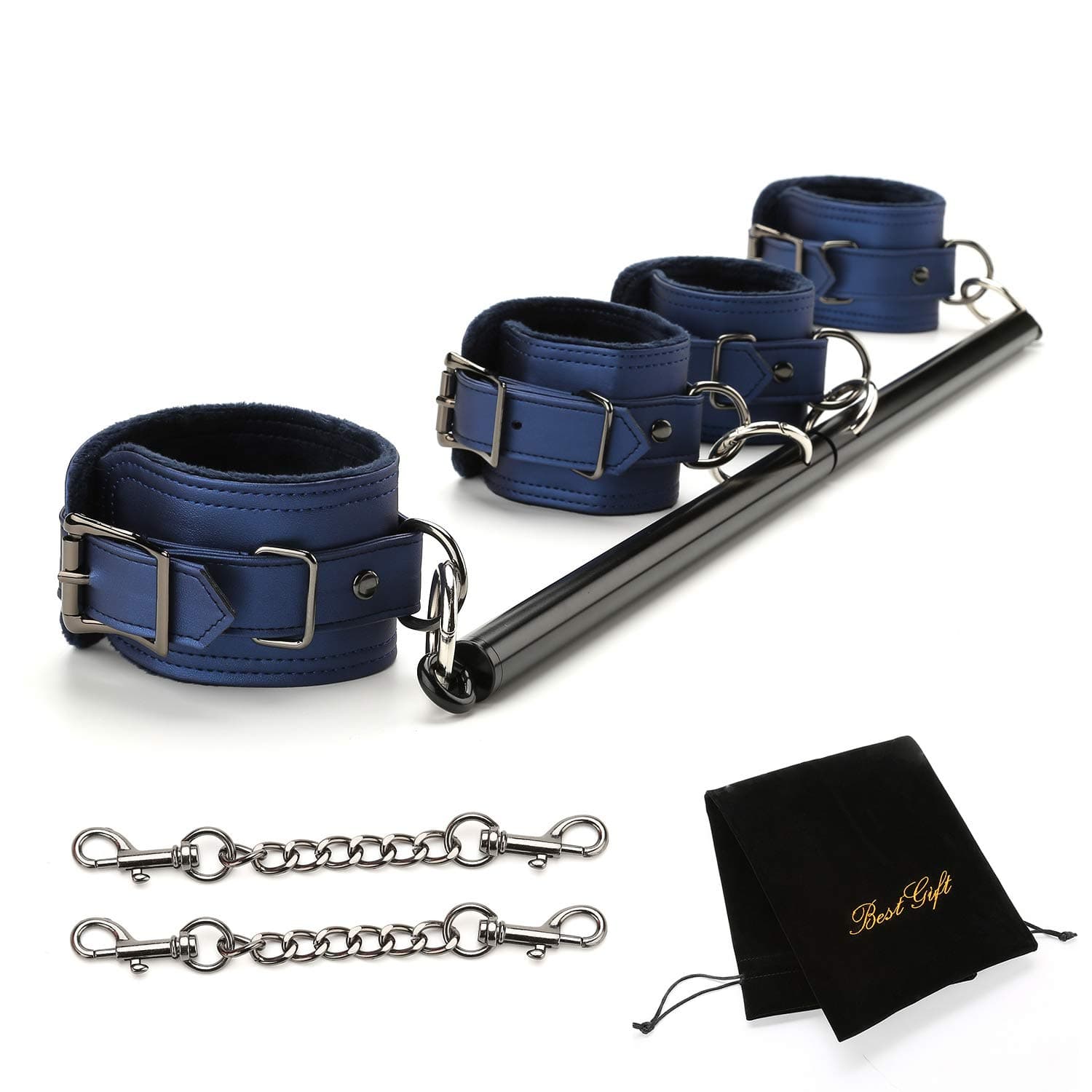 EXREIZST Adjustable Spreader Bar Set with 4 Adjustable Soft Red Leather Straps Home Gyms