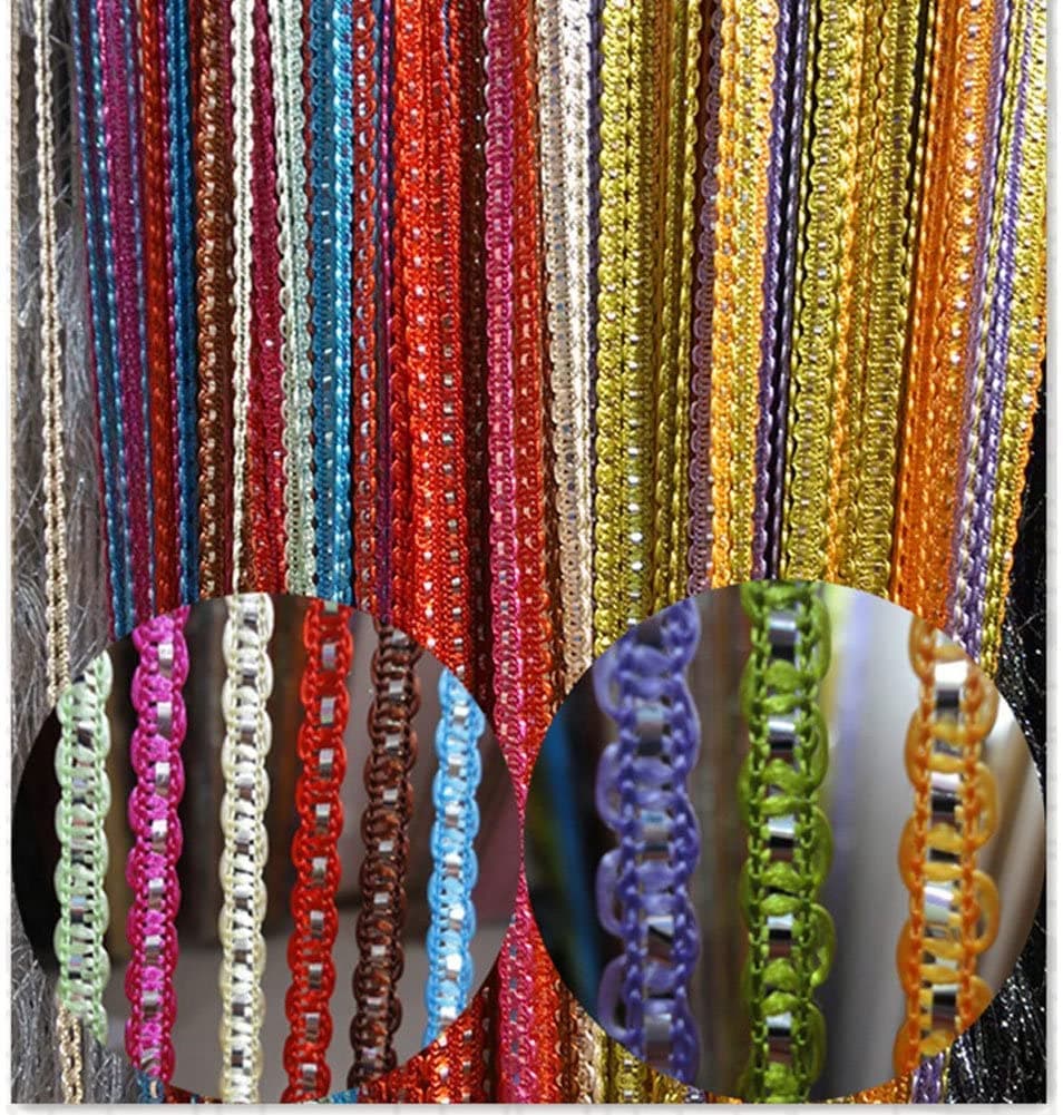 Vidillo Door String Curtain, Wall Panel Fringe Window Room Divider Blind, Home Patio Bedroom Decorative Tassel Screen Ribbon Strings Strip Silver Thread Screen for Wedding Coffee House (Multi-color)