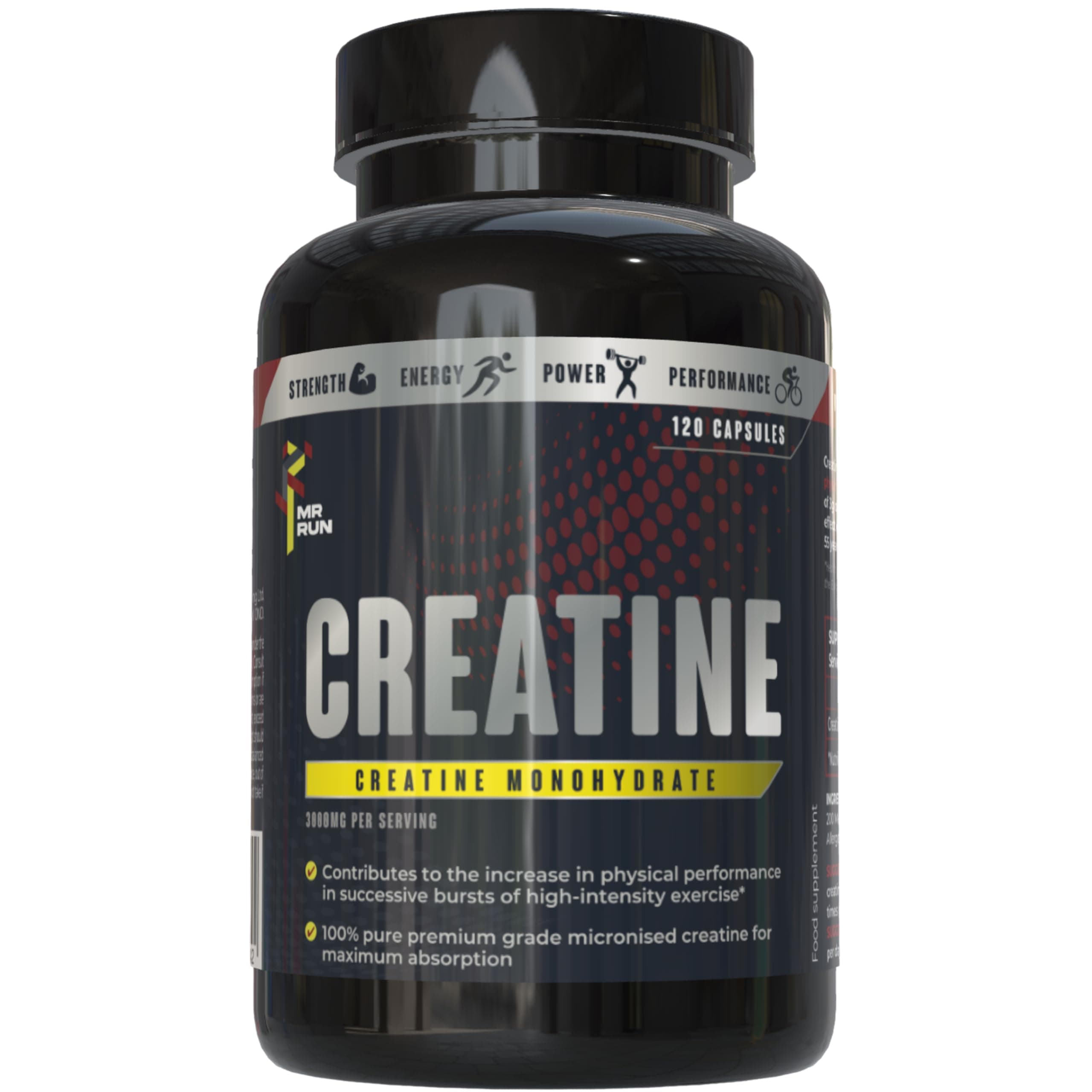 Creatine Tablets 3000mg Per Serving - Premium Creatine Monohydrate, 120 Capsules - Muscle Gain Pre Workout Gym Supplement for Men and Women - Zero Sugar or Additives, Vegan, UK Made - 30 Servings